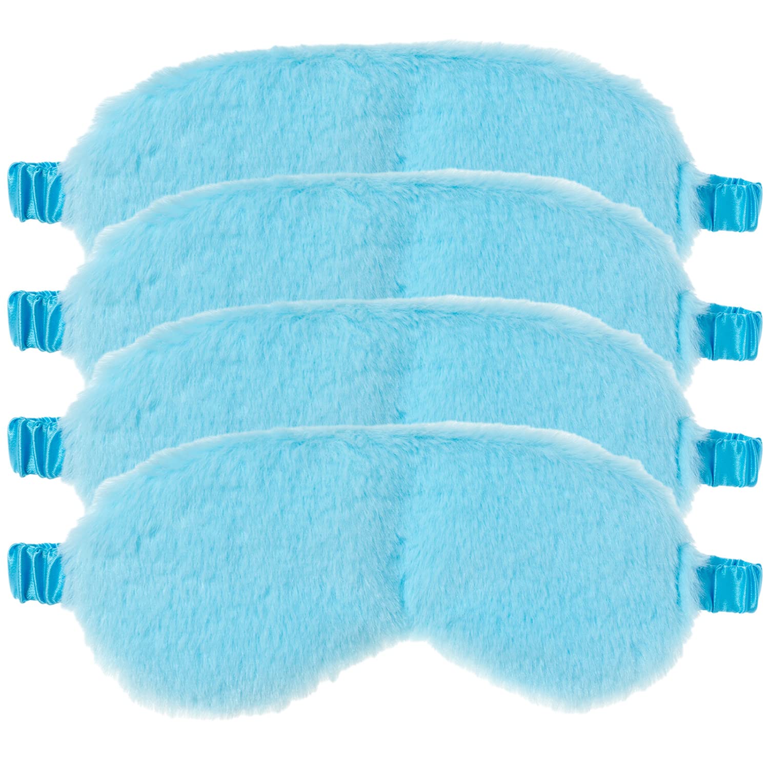 RAYNAG 4 Pack Soft Plush Sleep Eye Mask - Comfortable Silky Blindfold for Sleeping, Travel & Relaxation - Cozy Downy Fabric for Women & Men - Perfect Gift for Birthday Party Favors (Blue)