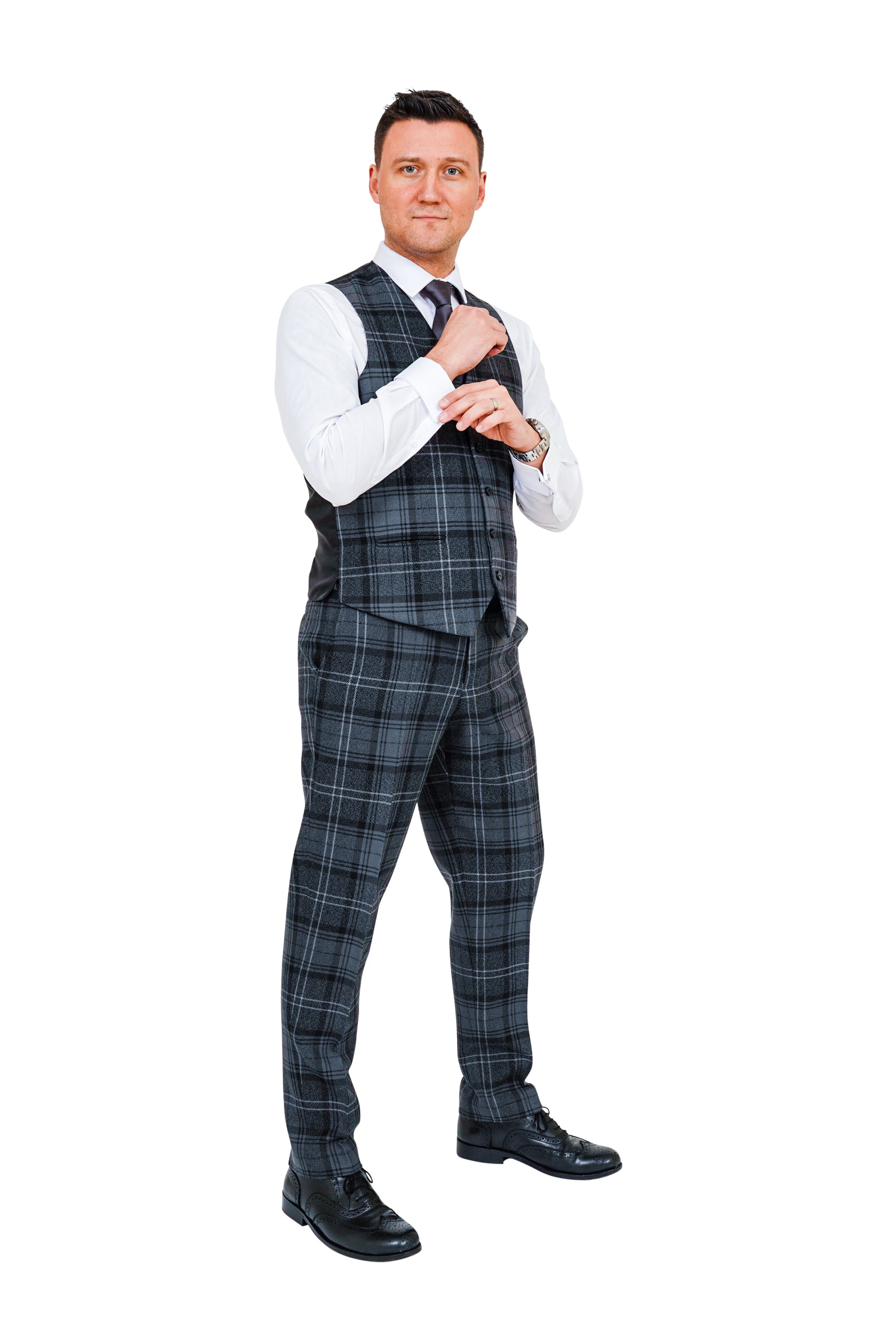 Highland Granite Tartan Men's Trousers - Traditional Scottish Kilt Pants for Formal Events & Highland Games