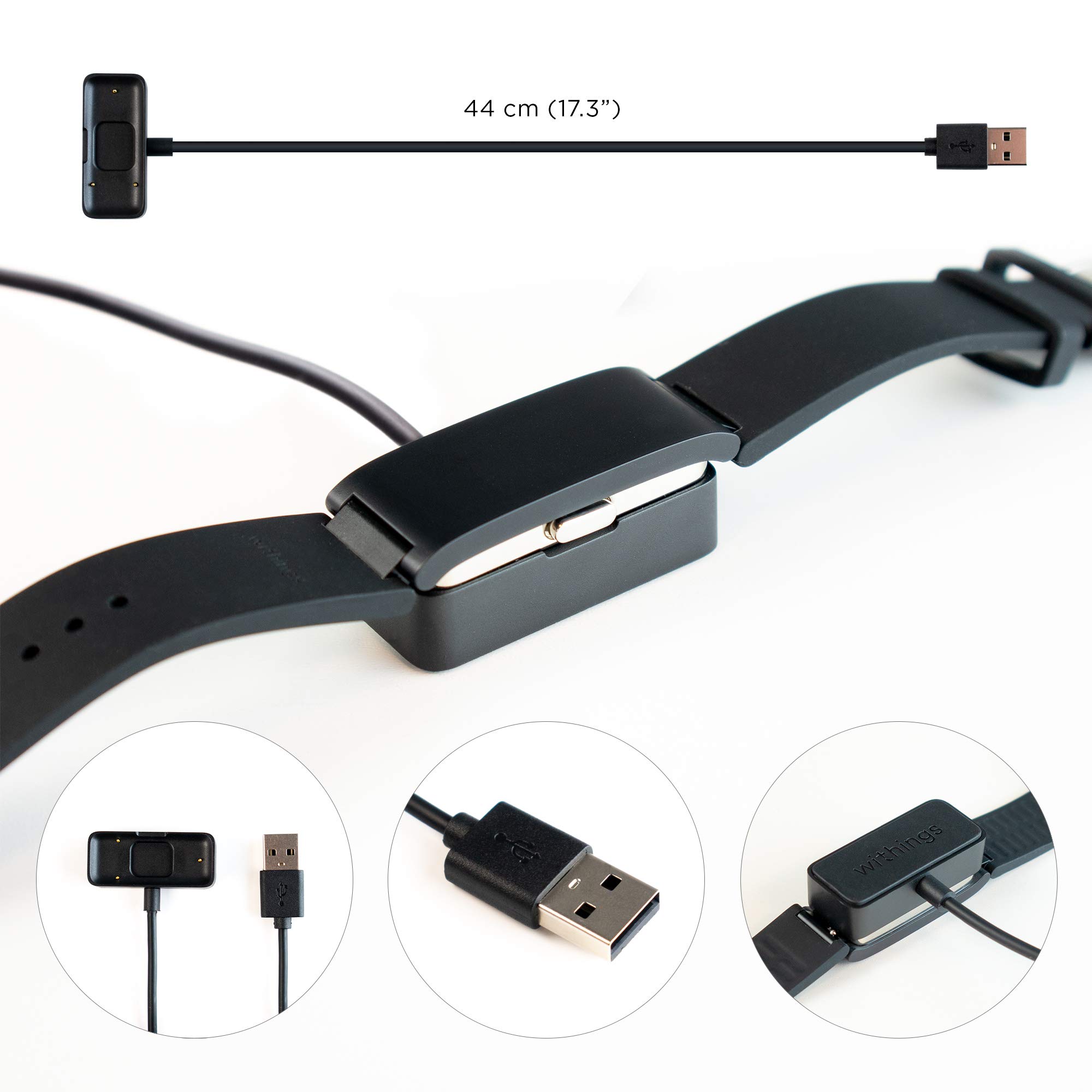 Withings Pulse HR Charger - Replacement USB Charging Cable for Withings Pulse HR Fitness Tracker (Black, One Size) | Perfect for Home, Gym & Travel Use