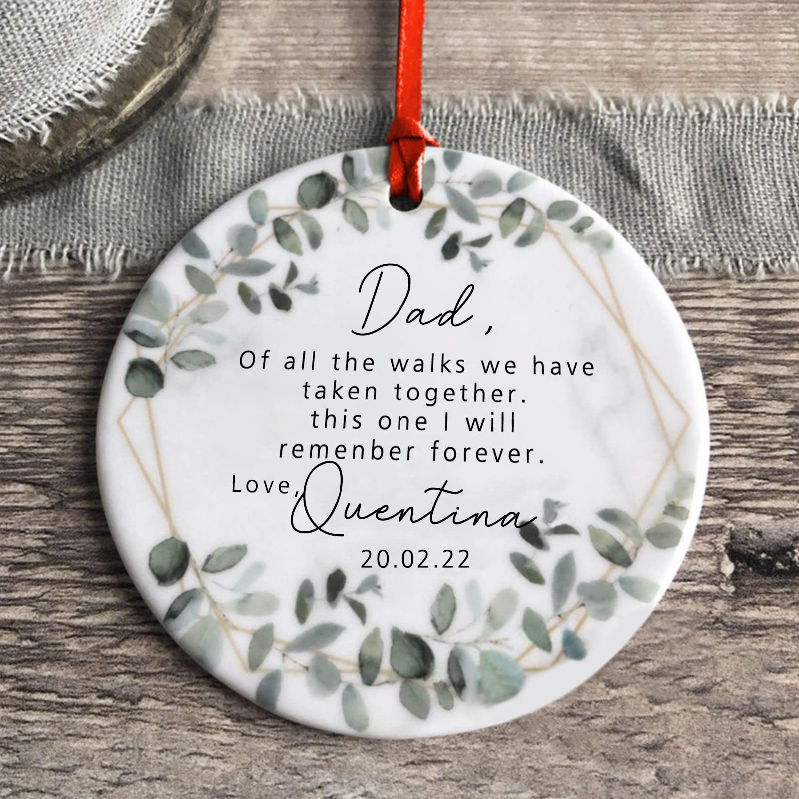 Personalized Wedding Ornament - Father of the Bride Gift, Custom Christmas & Birthday Keepsake for Dad | Perfect for Wedding Decor, Anniversary Celebrations & Holiday Gift Giving