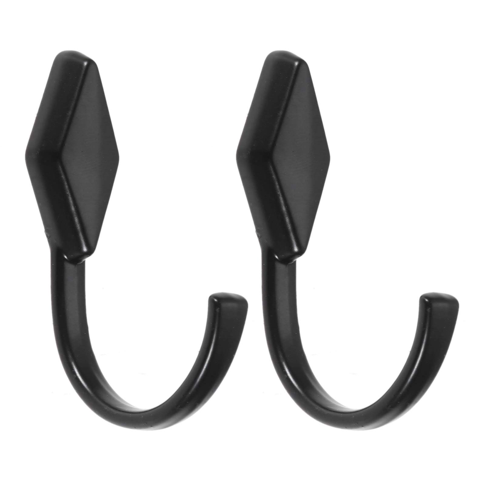 2-Pack Black Zinc Alloy Wall Mounted Coat Hooks - Heavy Duty Robe Hooks for Bathroom, Kitchen, Bedroom & Entryway - Space Saving Towel & Clothes Hanger with Screws Included - Perfect for Organizing Robes, Jackets, Hats & Bags