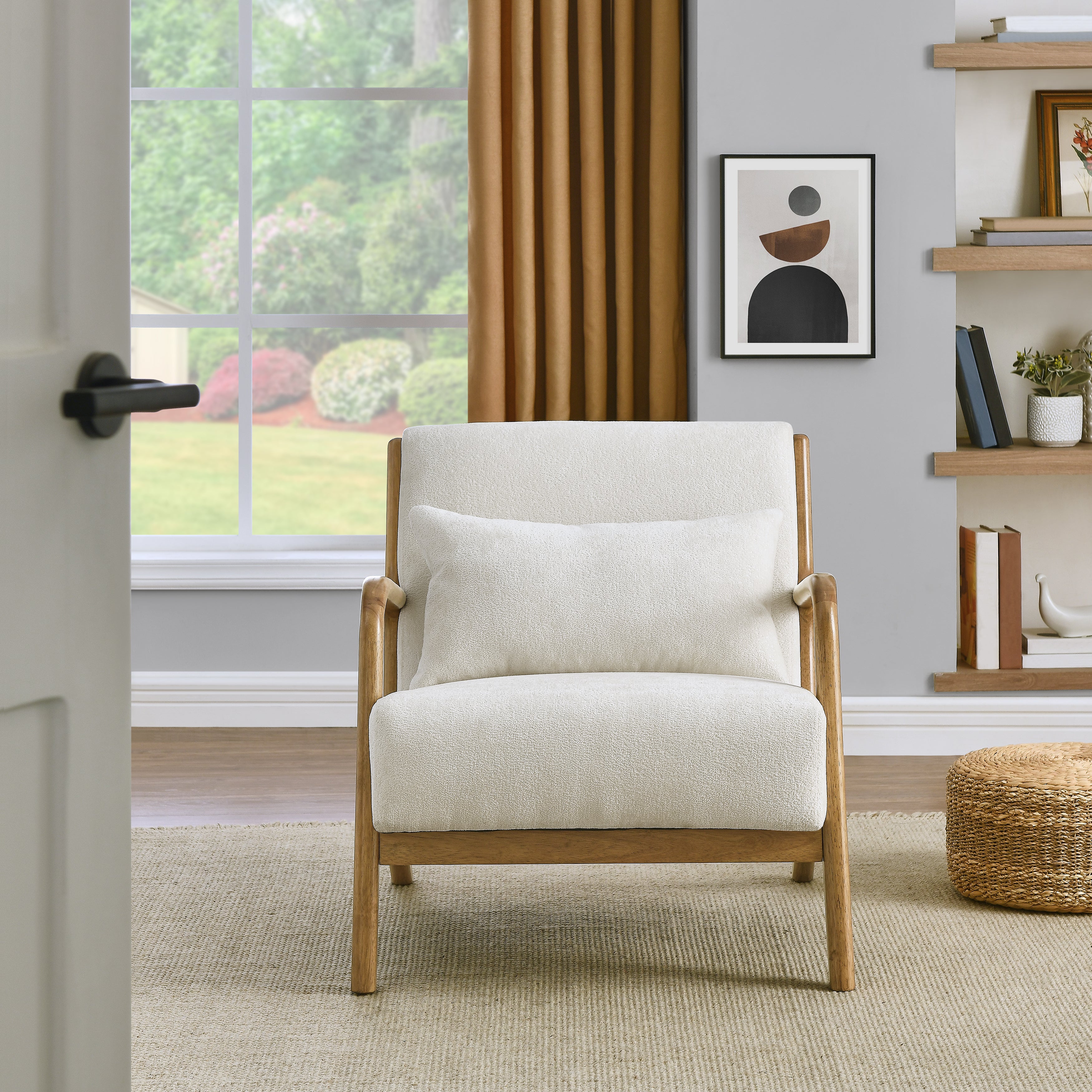 Mid Century Modern Accent Chair with Removable Lumbar Pillow - Roundhill Furniture Eterna - Perfect for Living Room, Bedroom & Office Decor
