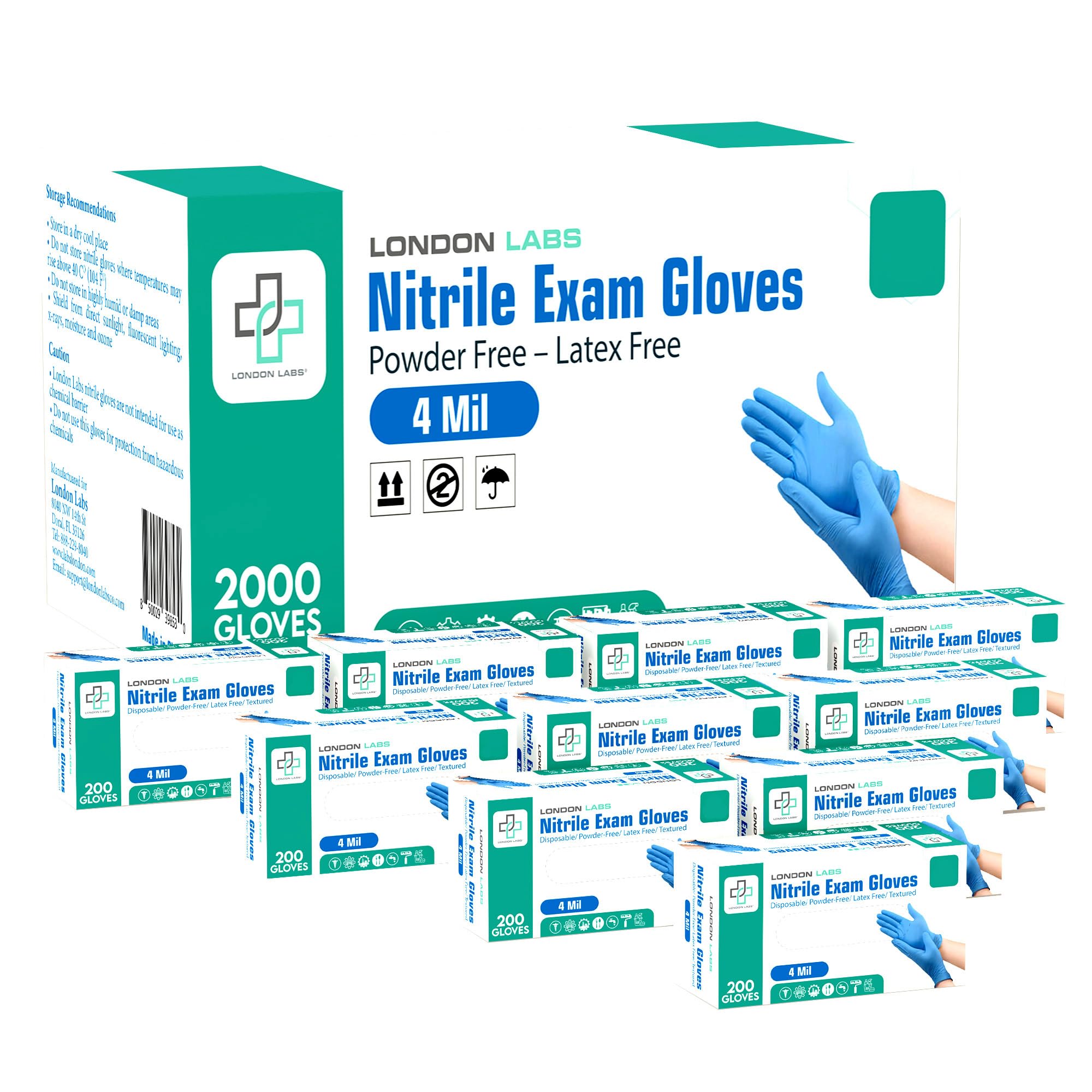 Premium Nitrile Exam Gloves 4 Mil - Latex Free & Powder Free Disposable Gloves for Medical, Dental, Food Service & Cleaning - 100pcs/Box (Blue) - Ideal for Healthcare Professionals, Tattoo Artists & Home Use