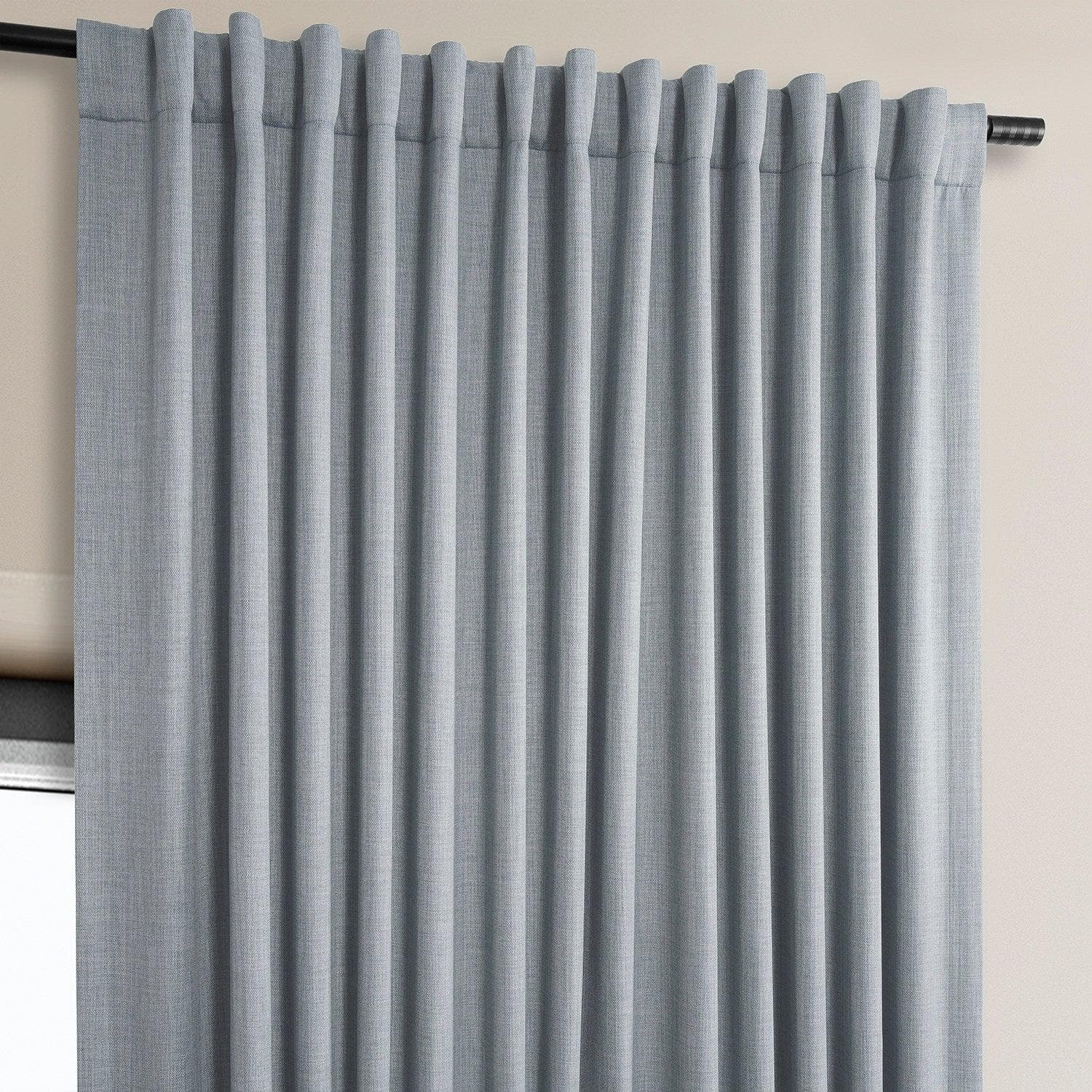 Heather Grey Extra Wide Textured Faux Linen Blackout Curtains for Bedroom & Living Room - Noise Reducing & Thermal Insulated Window Drapes