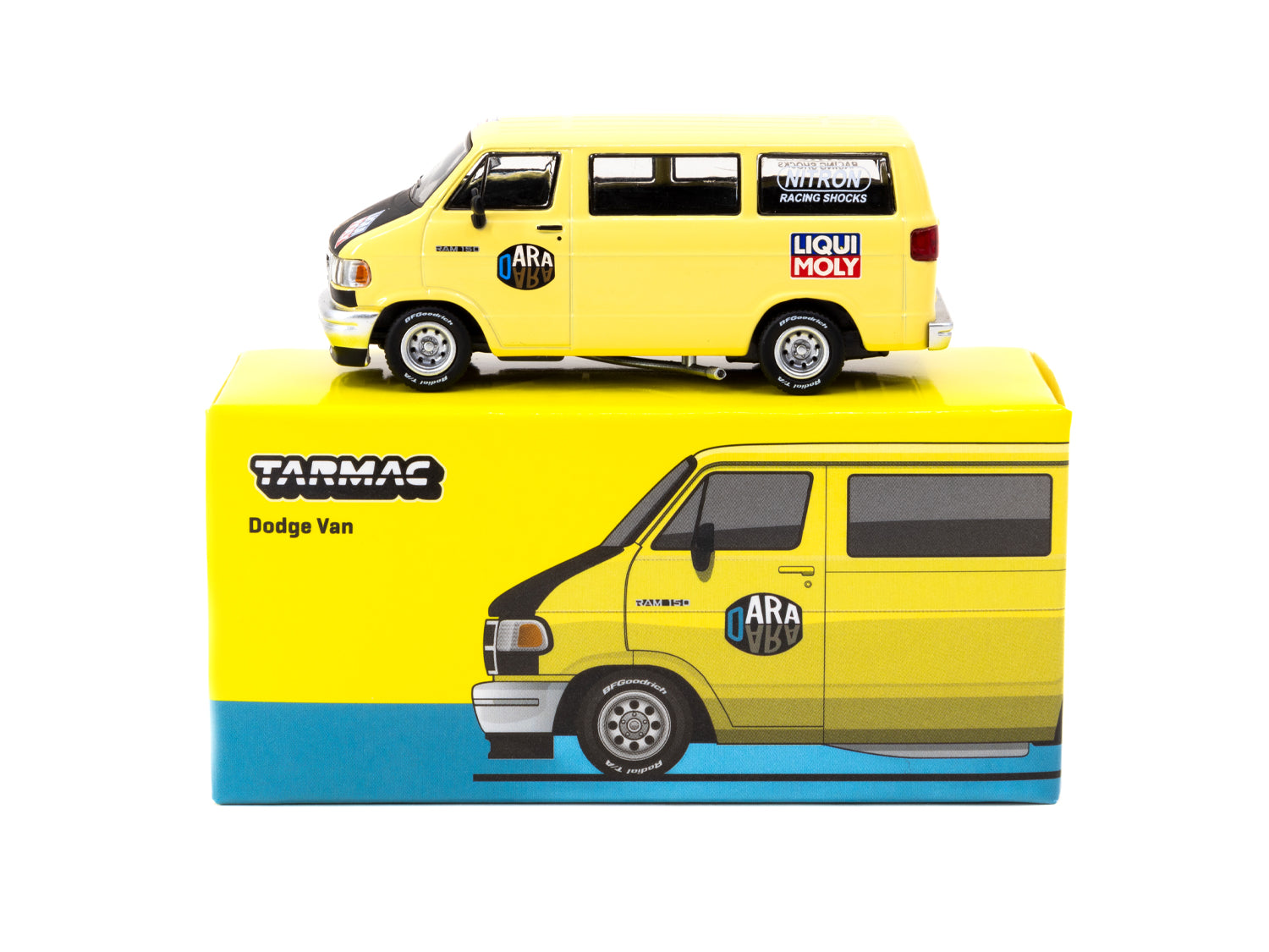 Tarmac Works 1/64 Scale Dodge Van Diecast Model Car in Yellow - Perfect for Collectors, Display & Diorama Scenes