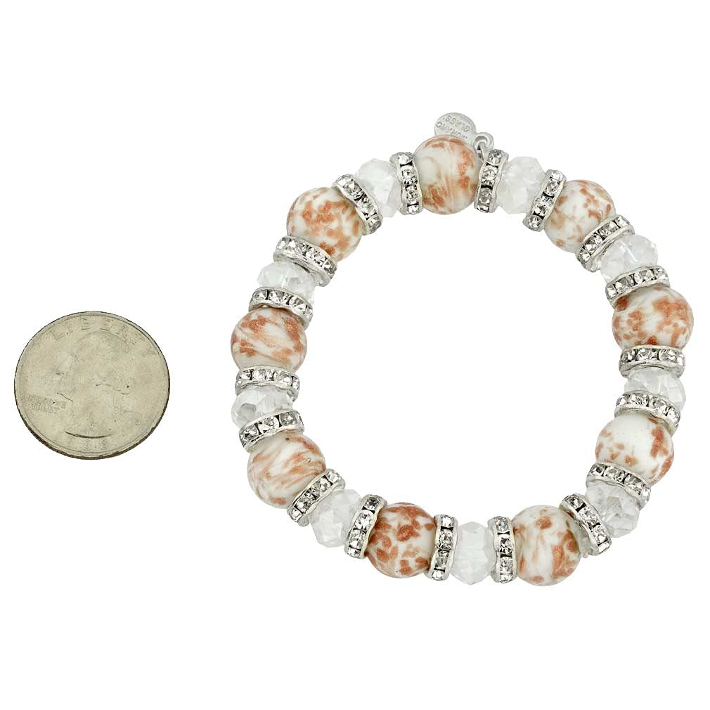 Venetian Murano Glass Symphony Stretch Bracelet - Elegant White Crystal Beaded Jewelry for Women | Perfect for Weddings, Parties & Special Occasions