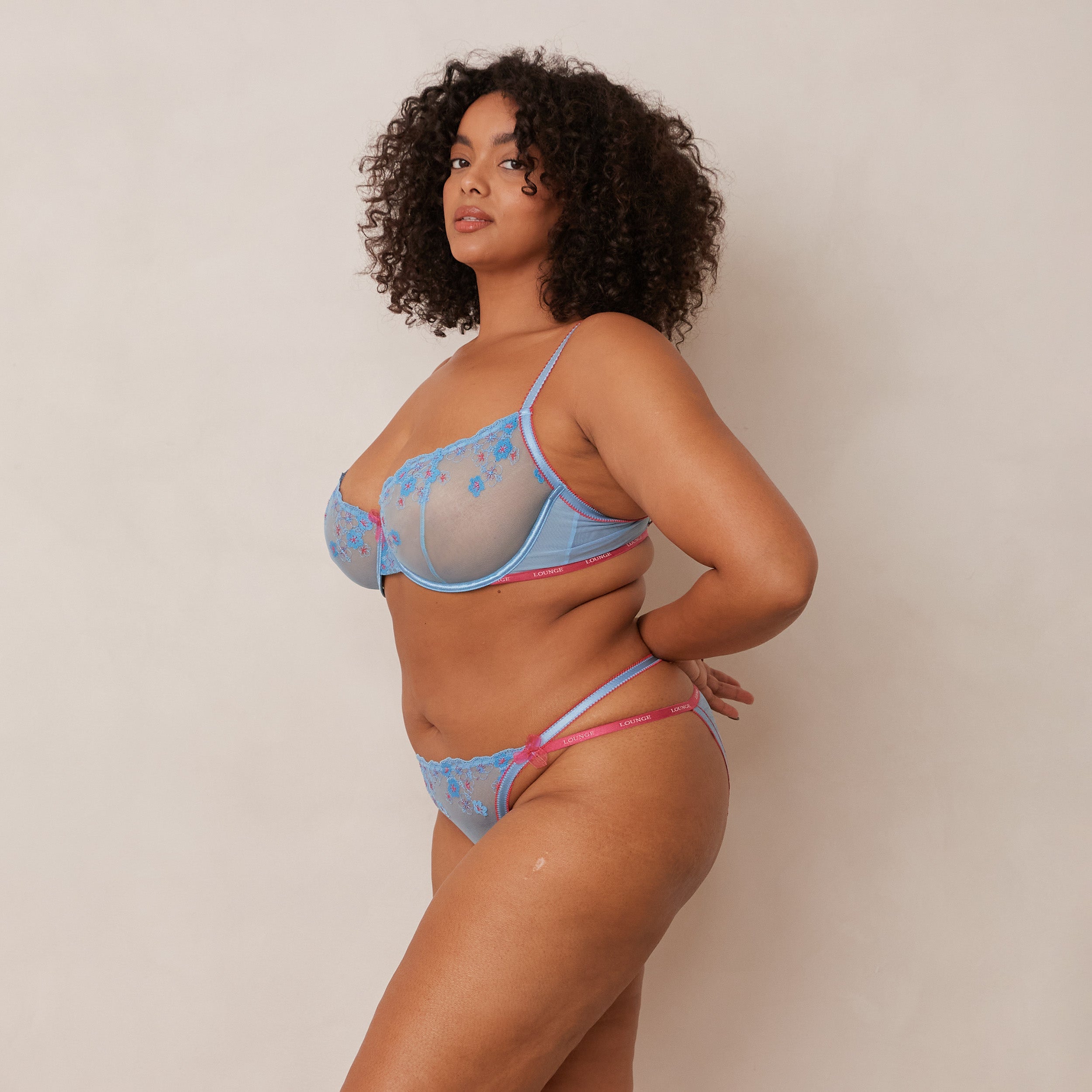 Floral Embroidered Balcony Bra - Lace Underwire Push Up Bra for Women in Blue | Perfect for Date Night, Special Occasions & Everyday Wear
