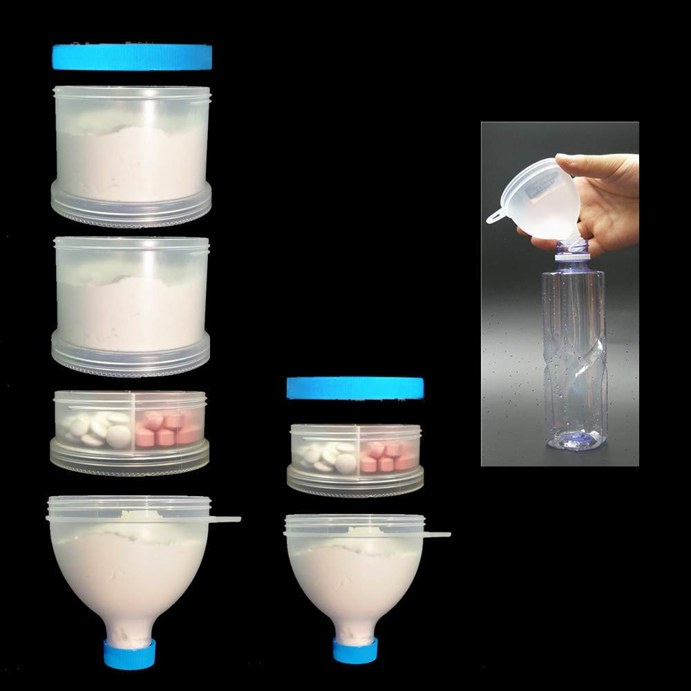 Premium Protein Powder Funnel & Storage Container - 2 Pack for Easy Supplement Scooping & Organization | Ideal for Gym, Kitchen & Travel Use
