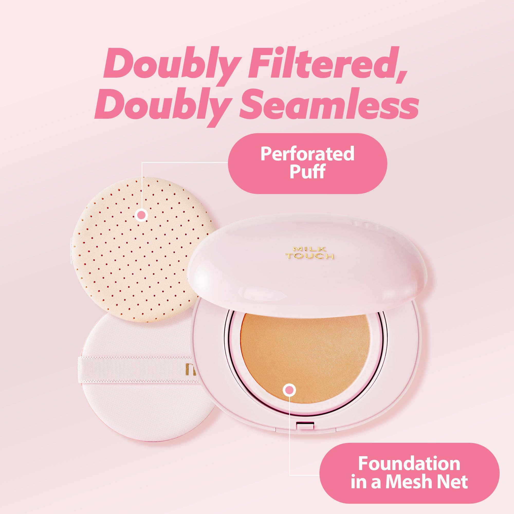 Milktouch Cushion Foundation SPF 30 - 24H Flawless Matte Finish, Hydrating Korean BB Cream with Skincare Benefits, No Oxidation & Non-Creasing - Natural Beige (21N) | Perfect for Daily Wear, Date Night & Valentine's Day Gifts