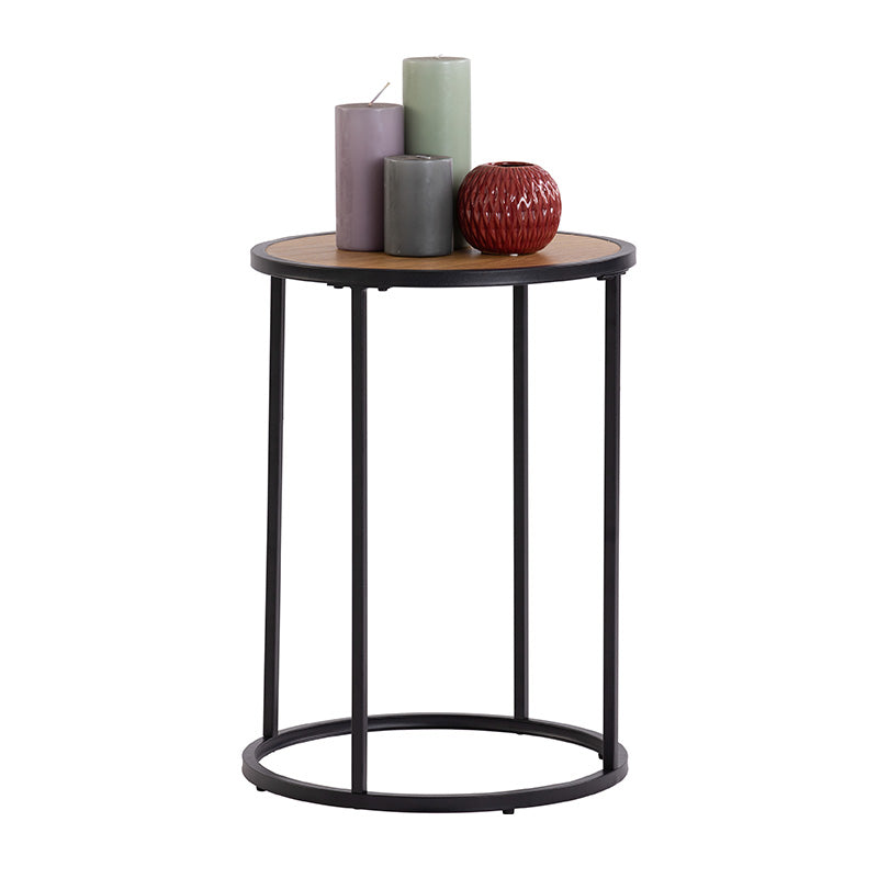 BRADFORD Modern Side Table 40cm - Natural & Black Wood Nightstand for Bedroom, Living Room, Office | Small End Table with Storage Space