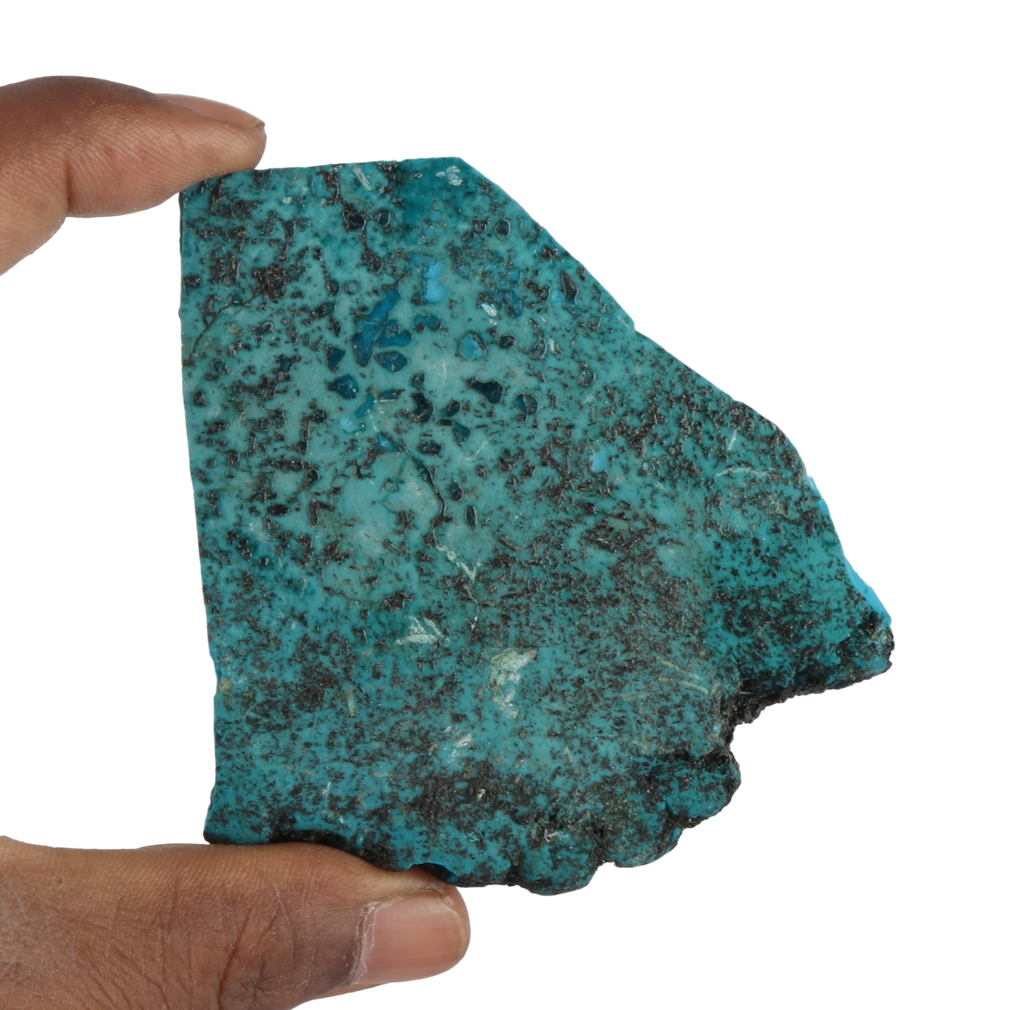 Natural Blue Turquoise Slab - 98.00 Carat Gemstone for Jewelry Making | REAL-GEMS Premium Crystals & Stones | DIY Necklace, Ring & Bracelet Crafting for Men & Women | Healing Crystal & Fashion Accessory Design