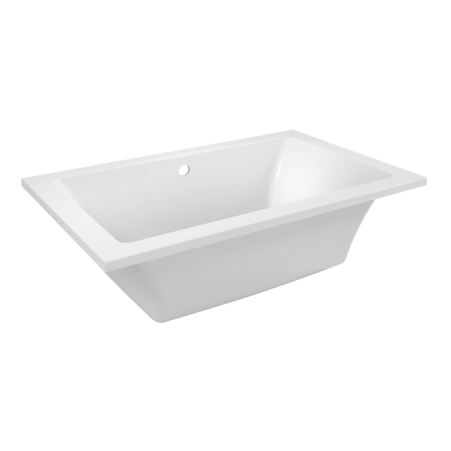 Aqua Eden 59-Inch Acrylic Rectangular Drop-In Bathtub with Reversible Drain - Glossy White - Perfect for Modern Bathroom Renovations and Spa-Like Relaxation