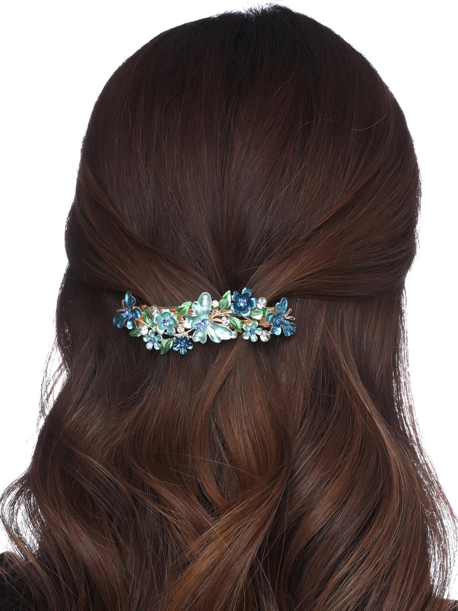 Yellow & Blue Butterfly Hair Clips for Women & Girls - Enameled French Barrette Hair Accessories for Women - Perfect for Gifts, Parties, Weddings & Everyday Styling