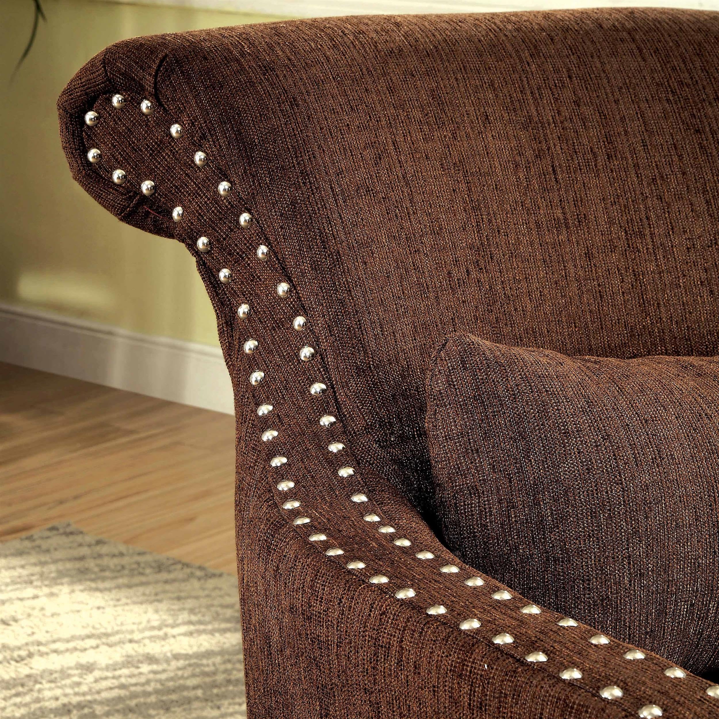 Furniture of America Venize Modern Accent Chair in Brown - Contemporary Living Room Seating for Home & Office Decor