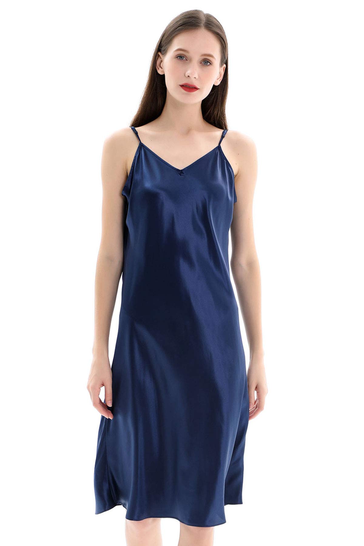 ZIMASILK 22 Momme Pure Mulberry Silk Nightgown - Spaghetti Strap Chemise with Deep V Neck for Women | Luxury Sleepwear for Bridal, Honeymoon & Romantic Occasions