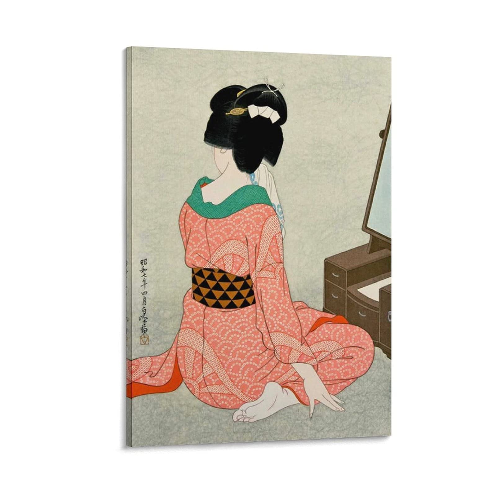 Vintage Japanese Geisha Ukiyo-e Art Print - Tsuchiya Koitsu Style Canvas Wall Art Poster for Home, Bedroom, Office & Gift - Asian Inspired Nordic Decor for Living Room, Dining Area & Meditation Space