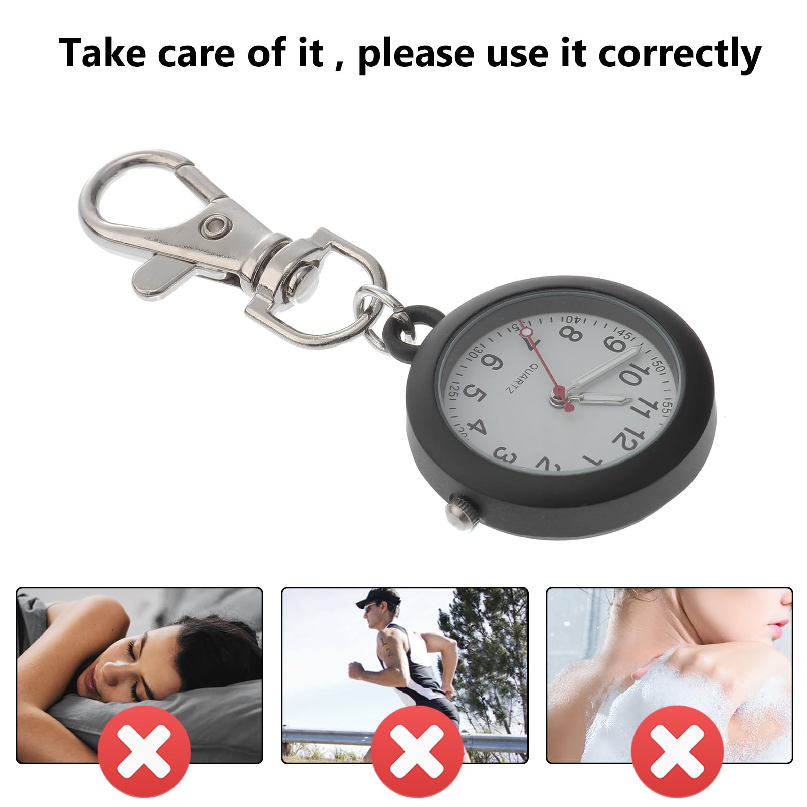 Balacoo Clip On Pocket Watch - Digital Nurse Watch for Women & Men, Portable Badge Watch with Hanging Clip for Nurses, Doctors & Medical Professionals (Black) | Ideal for Hospital Shifts, Clinical Work & Healthcare Settings