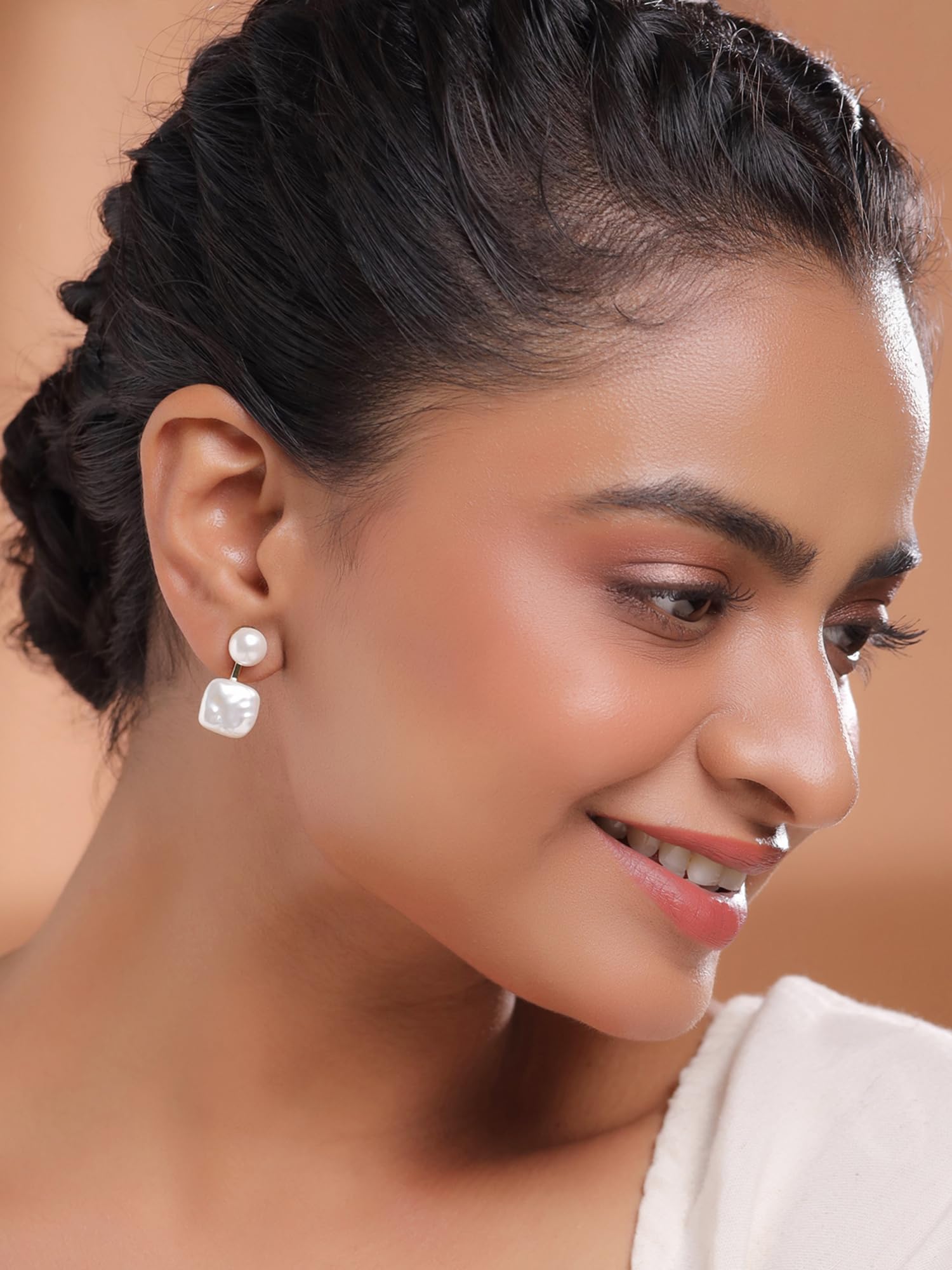 Yellow Pearl Drop Earrings for Women - Gold Plated Faux Pearl Dangle Earrings | Elegant Fashion Jewelry Gift for Wife, Girlfriend, Daughter | Perfect for Birthday, Anniversary, Wedding & Party Occasions
