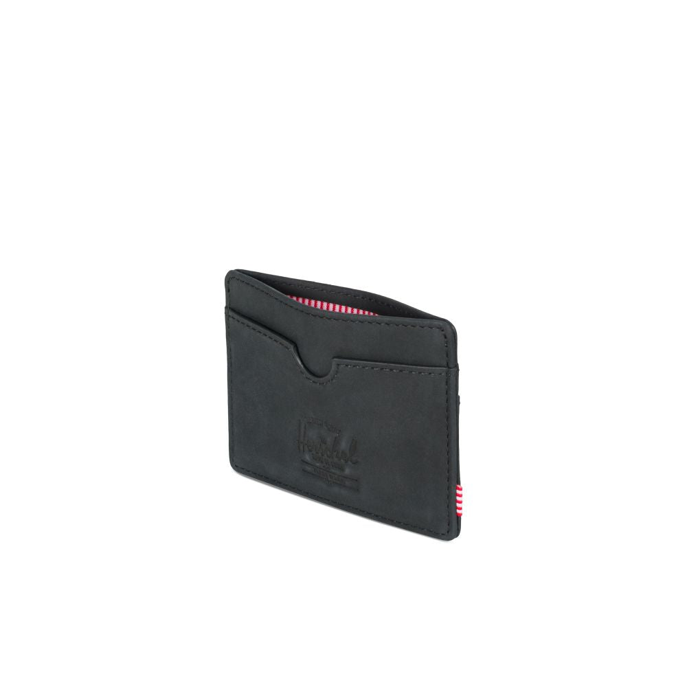 Herschel Beaded Collection Charlie Wallet - Black Nubuck Leather RFID Blocking Slim Wallet for Men & Women | Perfect for Travel, Everyday Use & Minimalist Lifestyle