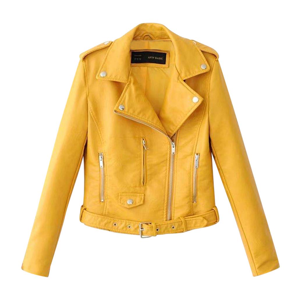 Women's Faux Leather Biker Jacket - Cropped Punk Motorcycle Coat with Lapel & Zip, Solid Color Short Jacket for Ladies | Perfect for Casual Outings, Nightlife & Fashion Statements