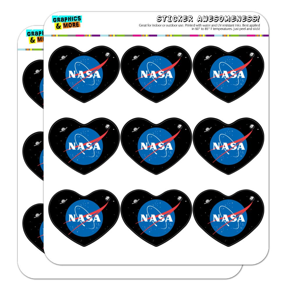 NASA Official Meatball Logo Heart Shaped Planner Stickers - Perfect for Scrapbooking, Bullet Journals, DIY Crafts & School Projects - Decorate Calendars, Notebooks, Gift Cards
