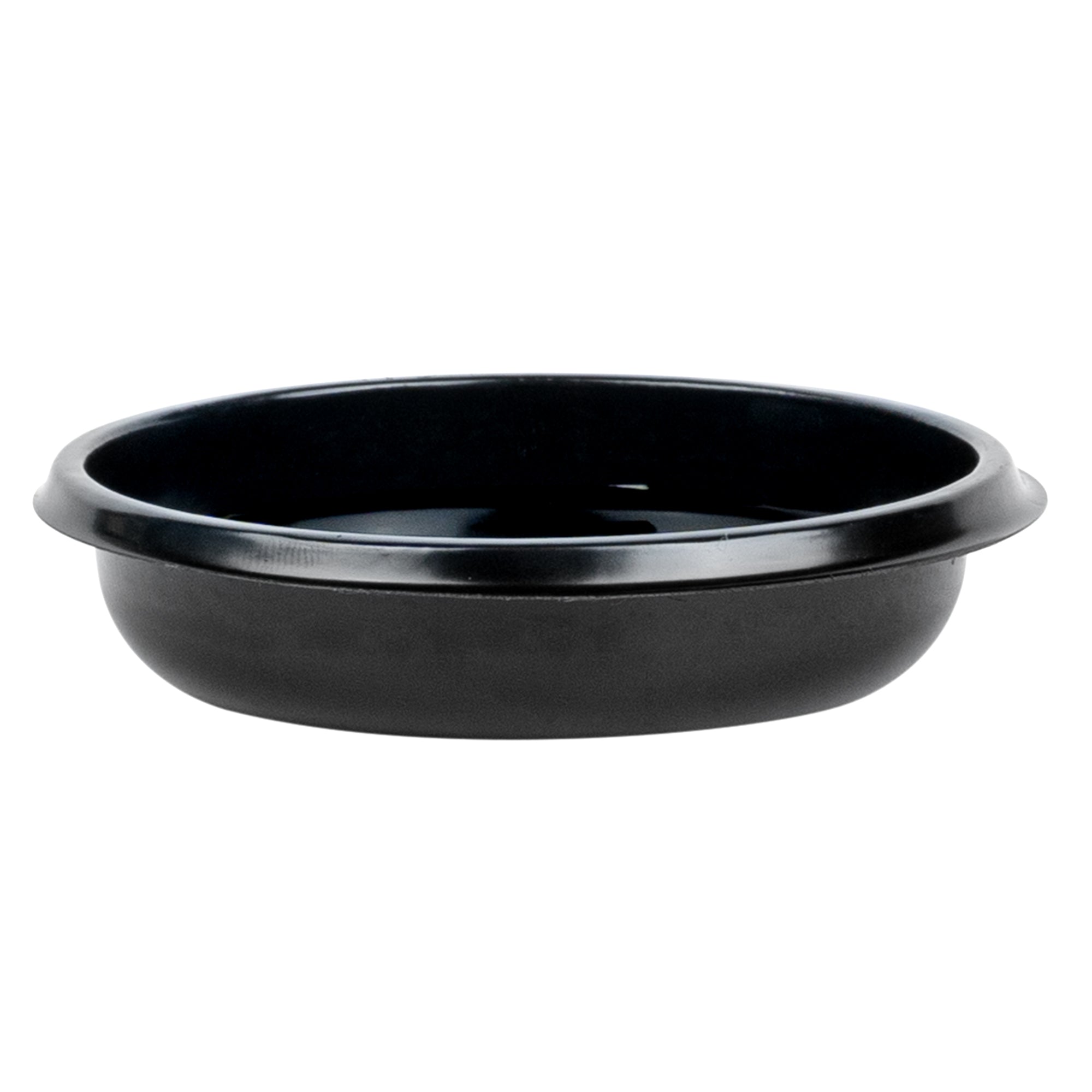 Bento Tek 2 oz Round Black Plastic Sauce Containers - 3 x 3 x 0.75 Inches - Pack of 100 - Perfect for Restaurants, Takeout, Meal Prep & Sushi Dipping Sauces