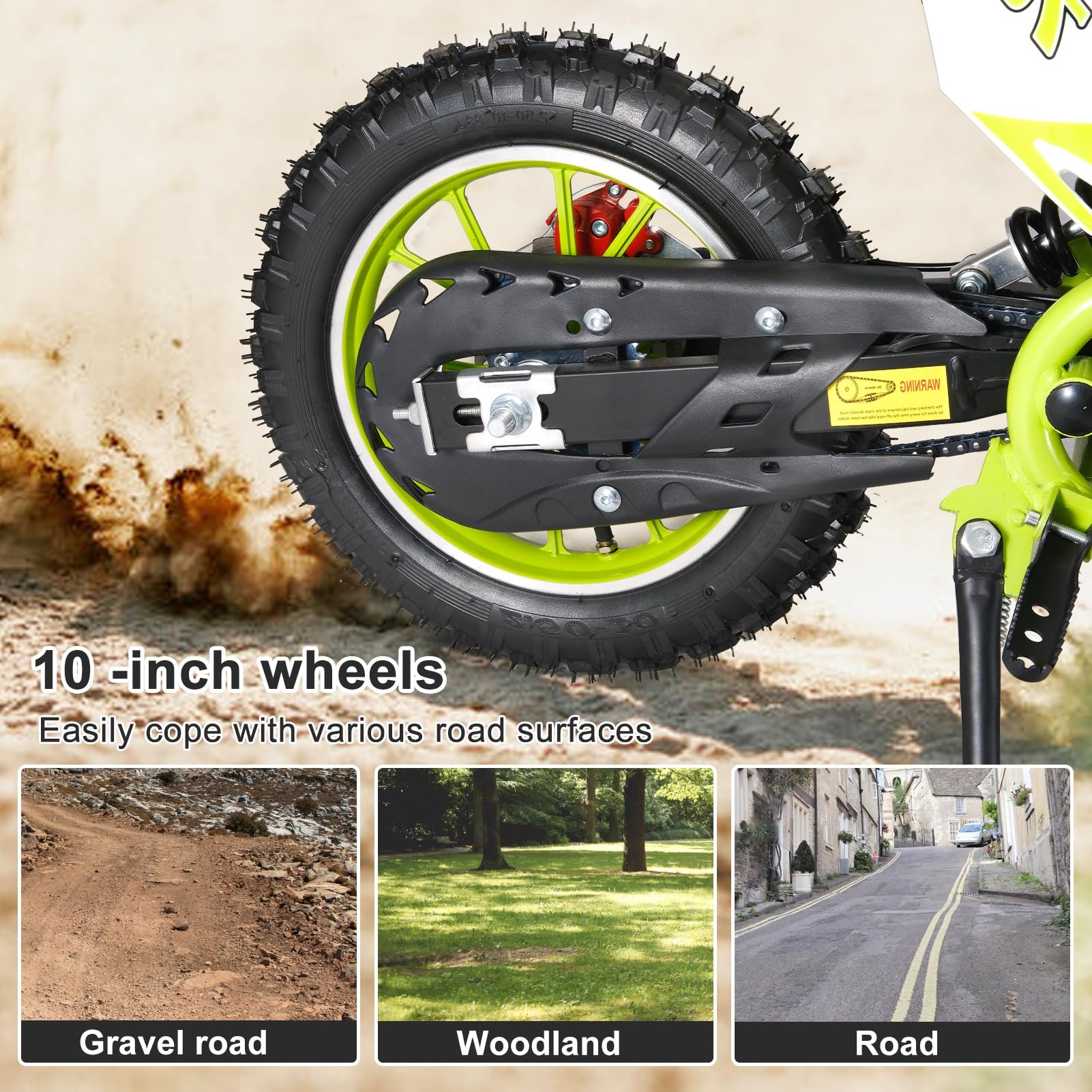 49cc 2-Stroke Kids Dirt Bike - Gas Powered Mini Motorcycle for Boys & Girls - Off Road & Motocross Ready with Front & Rear Disc Brakes - Perfect for Backyard Racing, Trail Riding & Outdoor Adventures