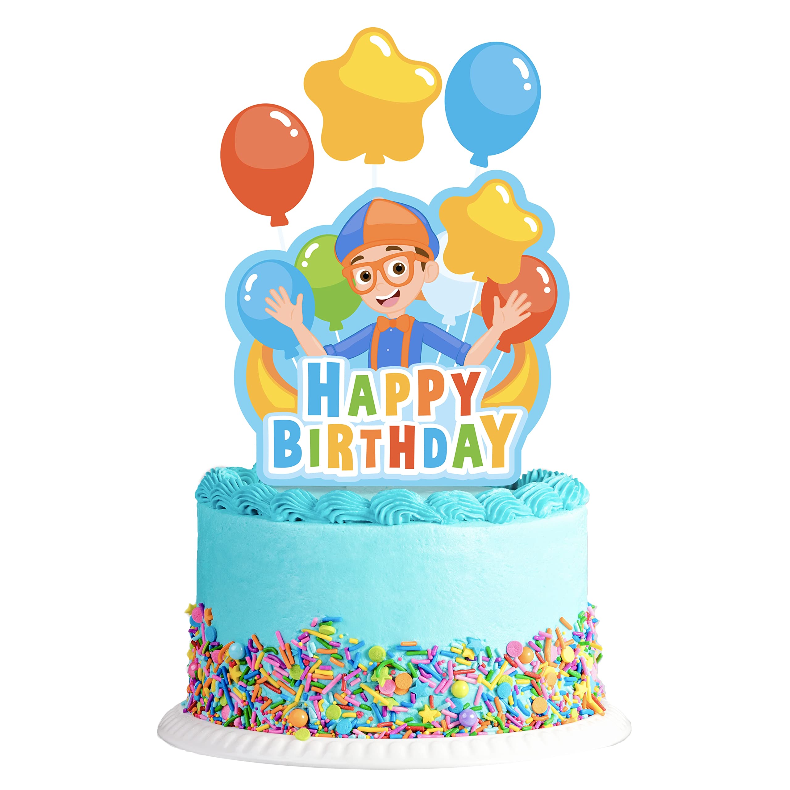 Officially Licensed Blippi Cake Topper Set - Blippi Birthday Party Decorations for Cakes - Fun Blippi Themed Cake Toppers & Party Supplies - Perfect for Kids Birthday Cakes & Celebrations