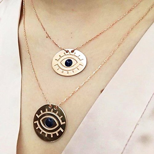 14K Rose Gold Evil Eye Charm Necklace for Women - Protection Jewelry Gift for Her, Perfect for Everyday Wear, Travel & Spiritual Healing