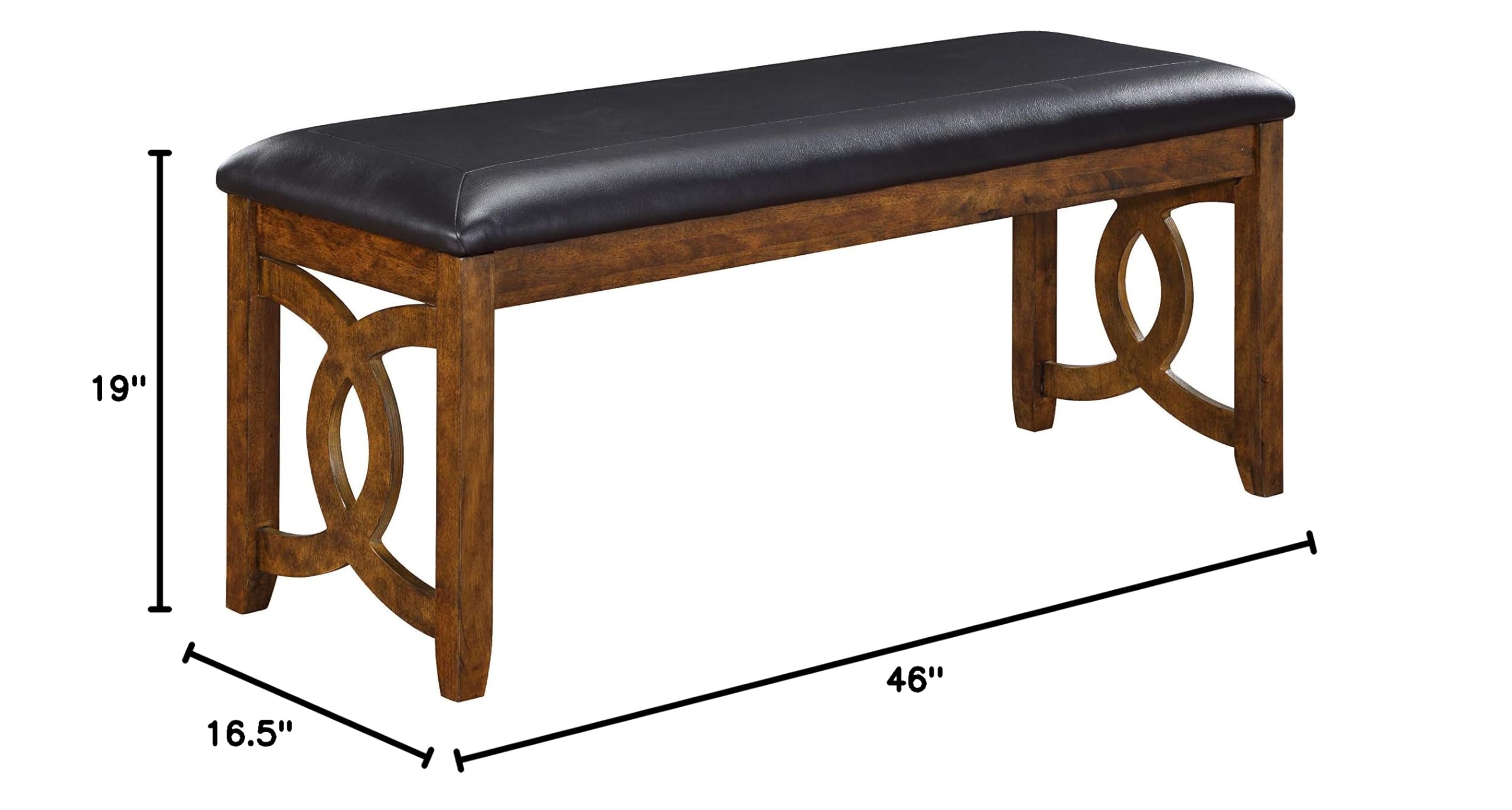 New Classic Furniture Gia Upholstered Dining Bench with Warm Brown Finish - Perfect for Kitchen, Dining Room & Breakfast Nook