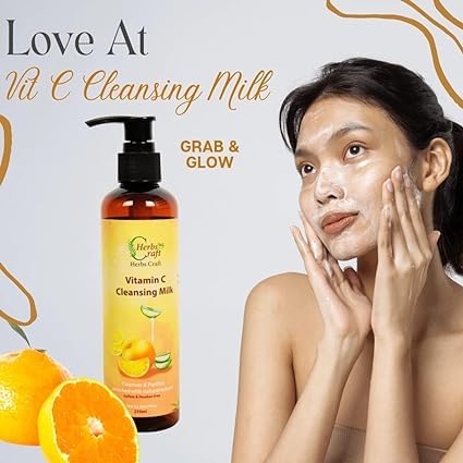 Herbs Craft Herbal Ayurvedic Absorbent Non-Greasy Cleansing Milk Cream for Women - Honey Almond Cleansing Lotion for Daily Skincare & Makeup Removal