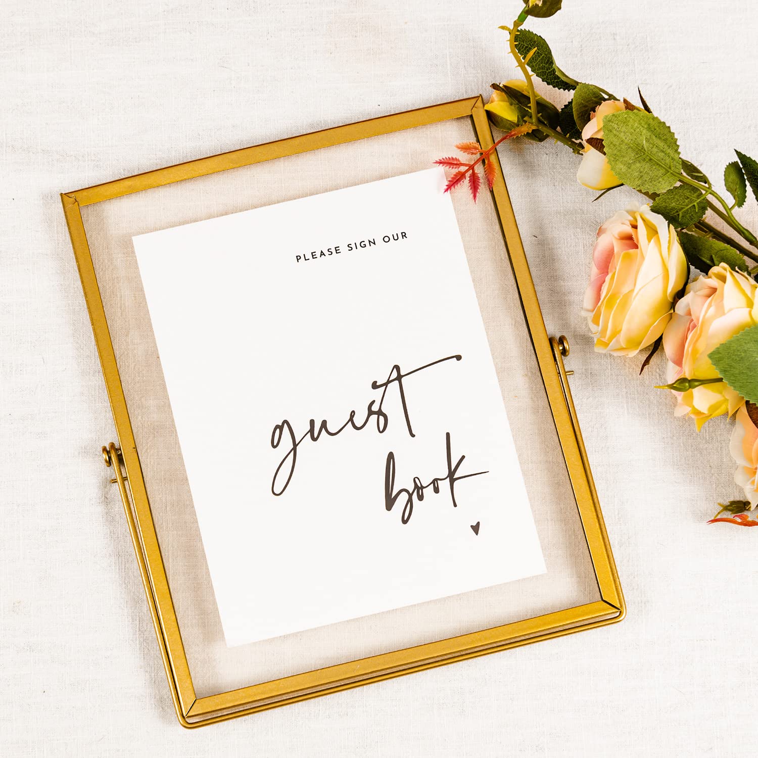5-Piece Clear Glass Gold Sign Holder Set - 8x10 Inch Gold Glass Picture Frame for Wedding, Party, Table Signs - Perfect for Menus, Place Cards & Event Decor