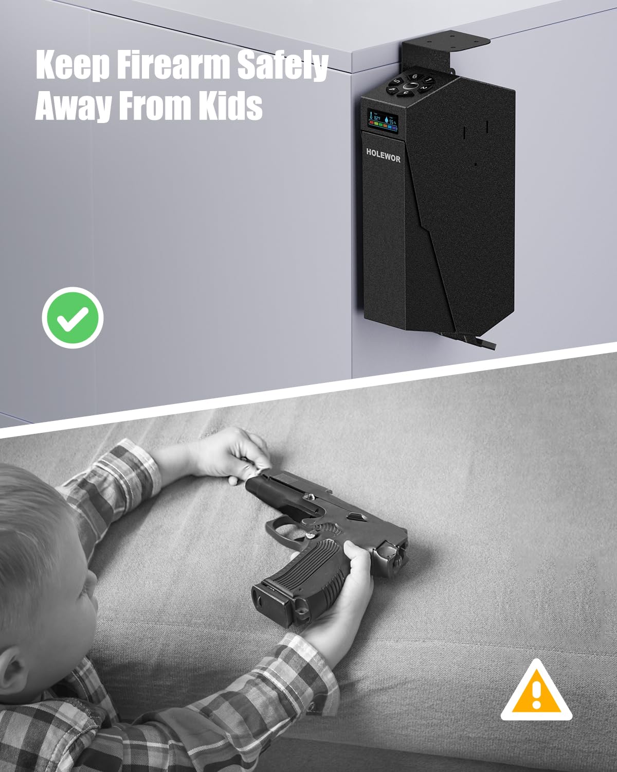 Biometric Gun Safe for Pistols - Quick Access Fingerprint Handgun Safe with Drop Down Design | Car, Desk, Bedside & Nightstand Security Storage for Home & Vehicle Protection