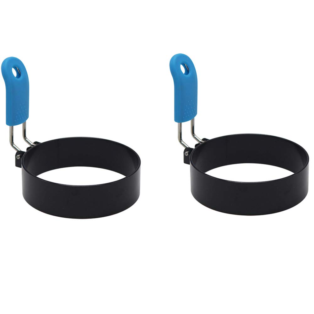 Egg Rings for Cooking - 2-Piece Non-Stick Egg Mold Set (Blue) | Perfect for Pancakes, Sandwiches & Breakfast Meal Prep