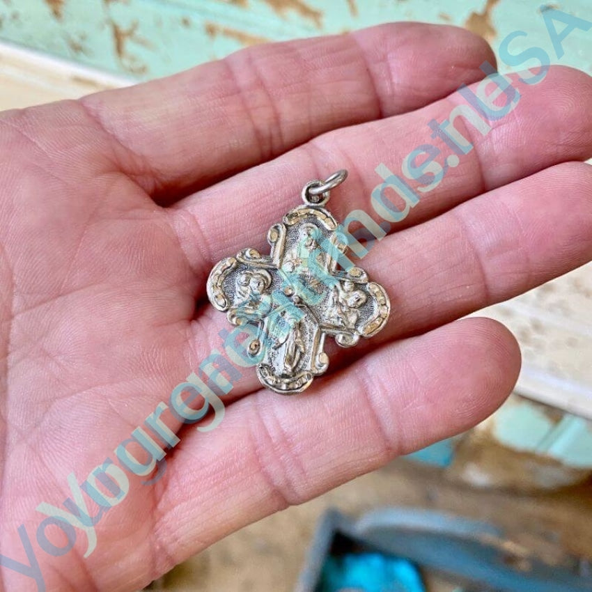 Vintage Sterling Silver Catholic Devotional Cross Pendant - Religious Jewelry for Prayer, Worship & Faithful Gifts