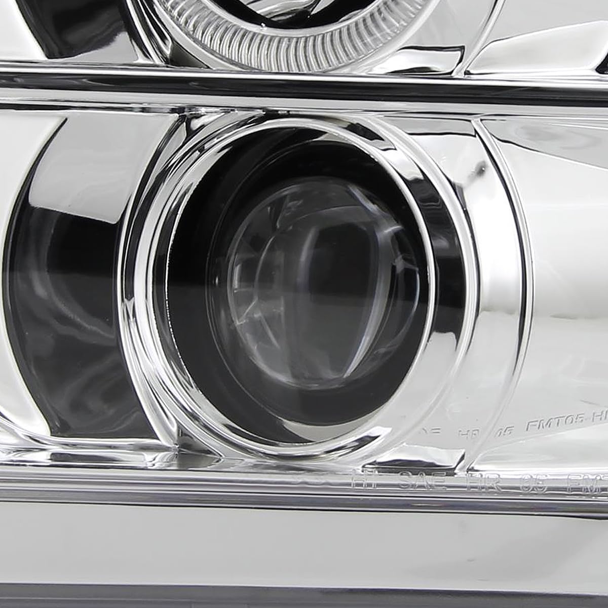 Spec-D Tuning Chrome Halo LED Projector Headlights + Chrome Bumper Lights for 2005-2009 Ford Mustang - Left & Right Pair Headlamp Assembly | Upgrade for Night Driving & Car Customization