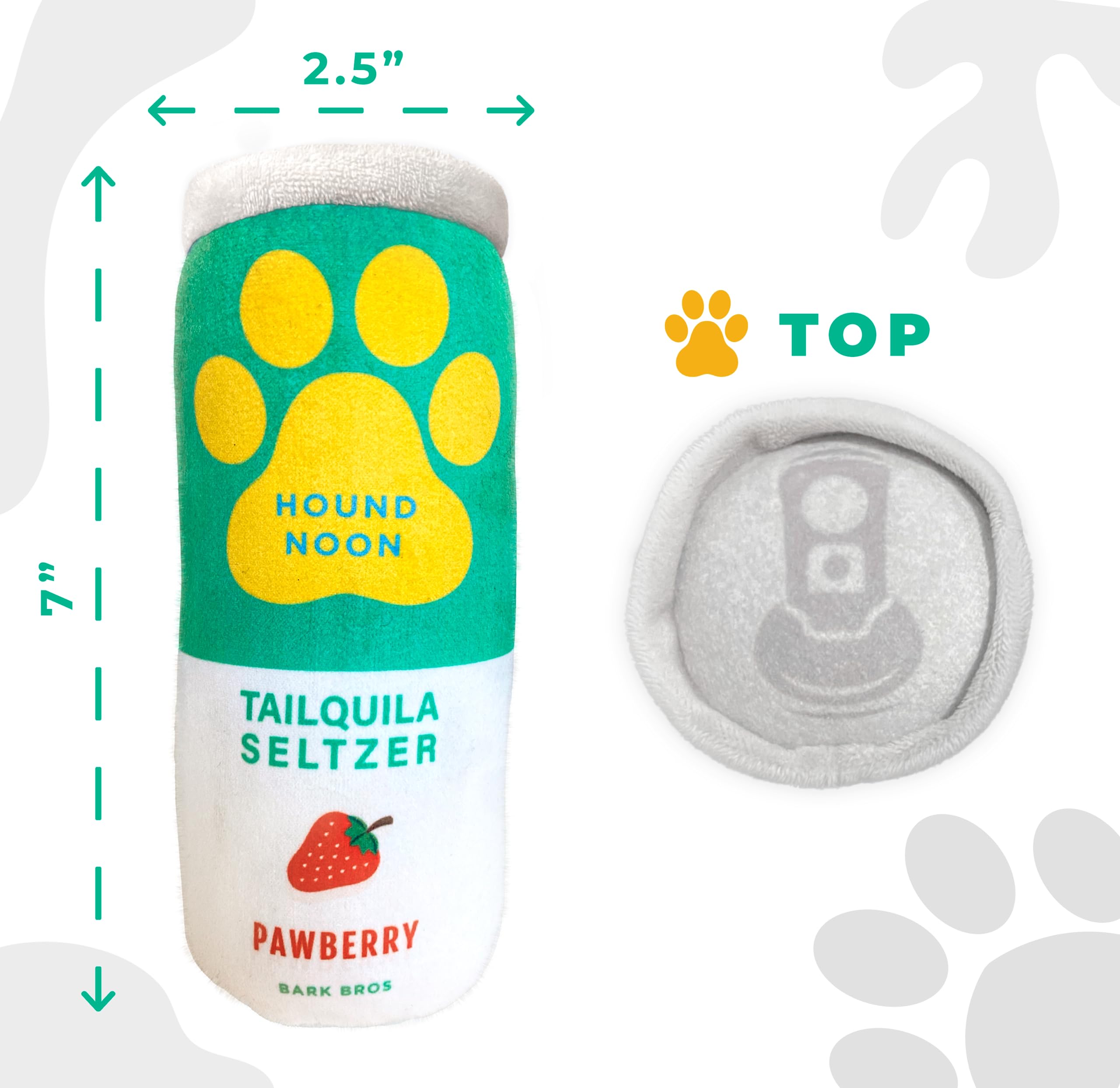 Bark Bros - 2 Pack Plush Squeaky Dog Toys - Funny Drink Parody Alcohol-Themed Dog Chew Toys - Cute Puppy Birthday Gift for Small & Medium Dogs - Perfect for Playtime, Training Rewards & Special Occasions (Hound Noon Tailquila Seltzer Design)