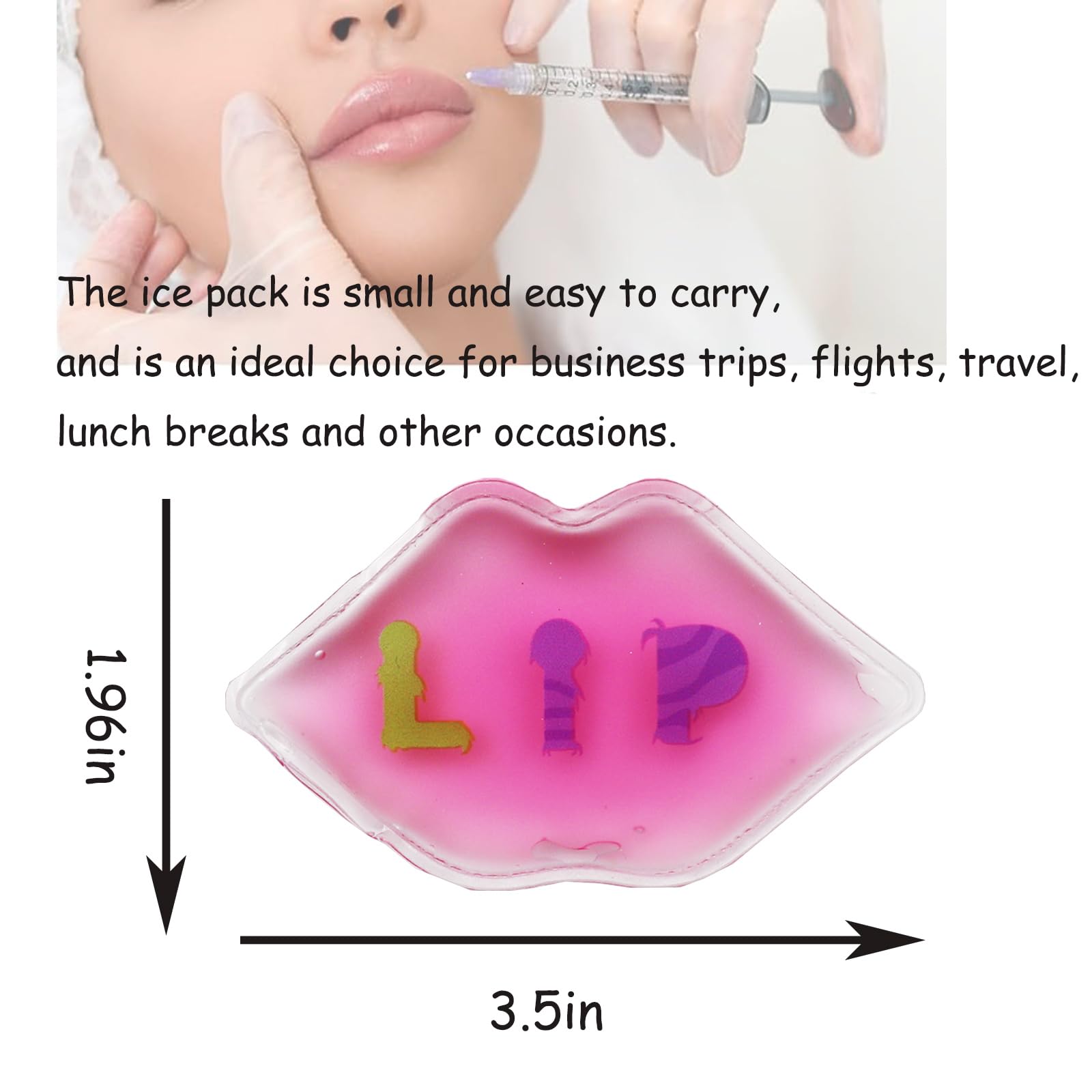 Reusable Lip Ice Pack for Swelling Relief - 6 Pack Cosmetic Lip Care Pads (5x9cm) to Reduce Pain, Anti-Aging & Relax Lips - Perfect for Post-Procedure, Sunburn, or Chapped Lips Care