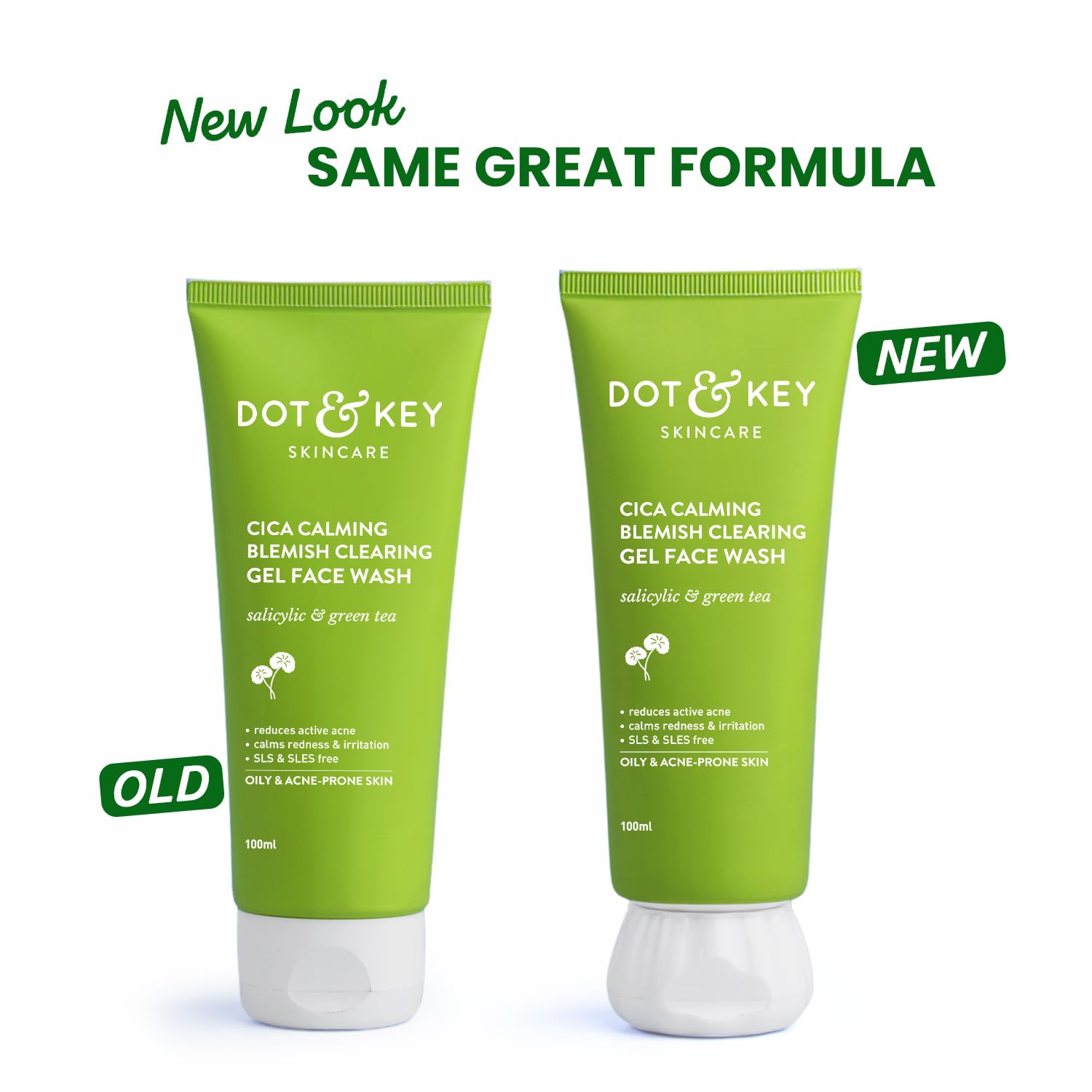 Dot & Key CICA Face Wash for Acne Prone Skin - 2% Salicylic Acid & Green Tea Formula | Oil Control Face Wash with Zinc for Oily & Sensitive Skin | Sulphate Free Skincare for Men & Women | 100ml | Perfect for Daily Cleansing & Acne Treatment Routine
