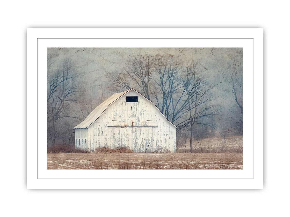 Rustic Barn Countryside Framed Wall Art Print - Farmhouse Decor for Living Room, Bedroom & Office