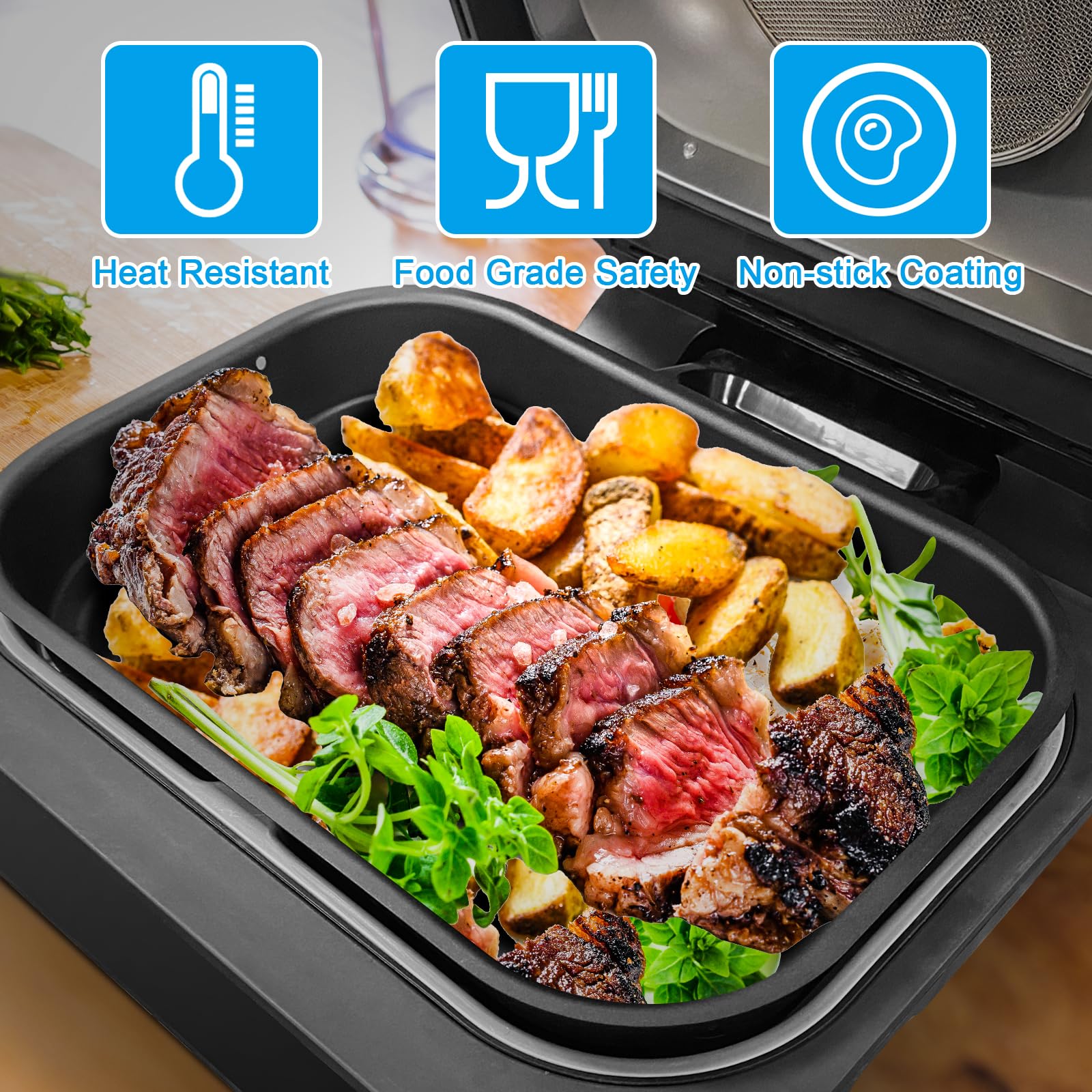 Ninja Foodi FG551/DG551 Smart XL Indoor Grill Accessories - Non-Stick Air Fryer Basket & Griddle Pan Replacement for Ninja DG651, Dishwasher Safe | Perfect for Grilling, Air Frying & Crisping Meats, Vegetables & More