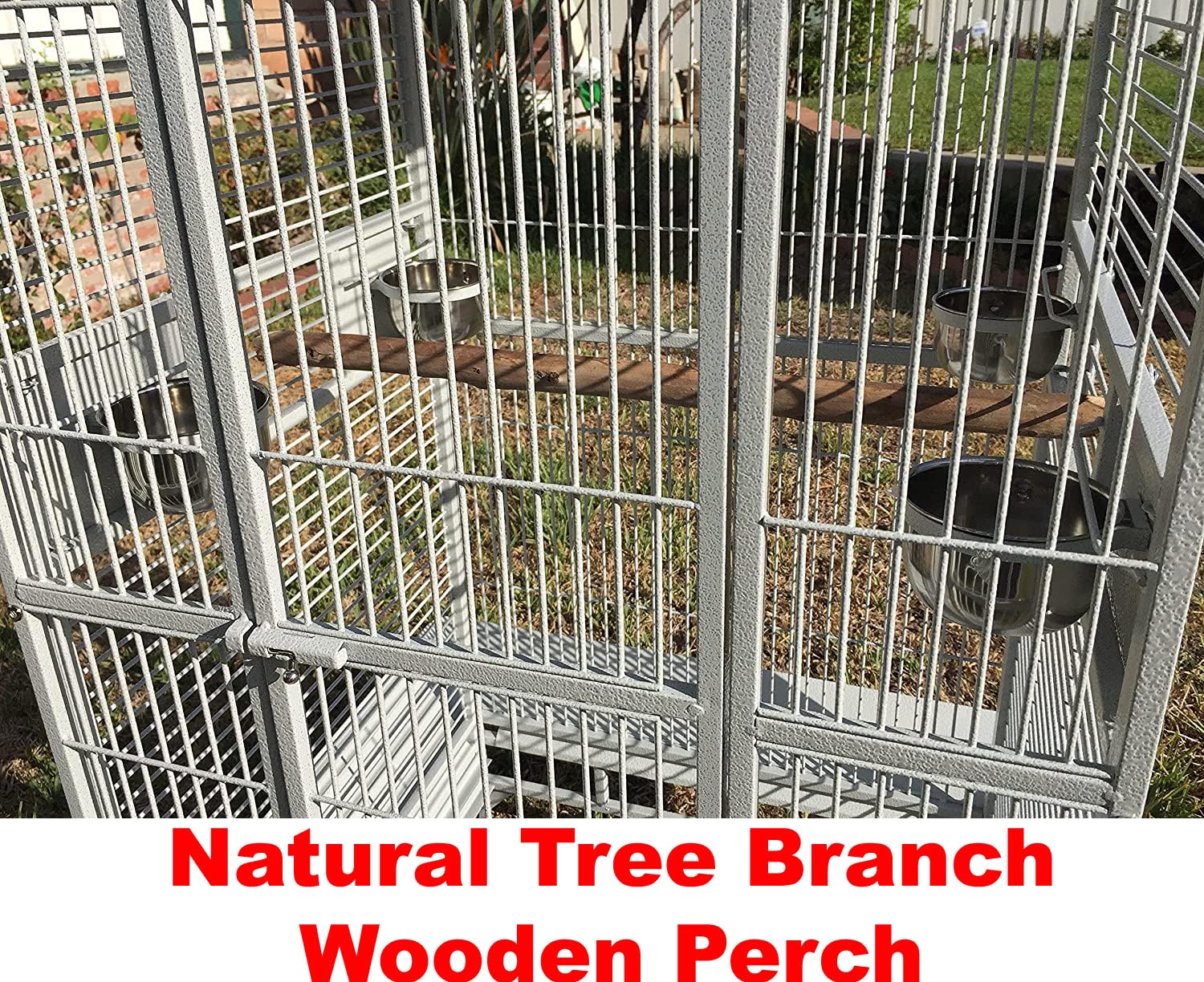 Extra Large Wrought Iron Bird Cage for African Grey, Quaker, Amazon Parrots - 28x22x65 Inches with Rolling Stand | Elegant White Vein Design | Perfect for Cockatiels, Sun Conures & Cockatoos | Ideal for Home, Office or Aviary Use