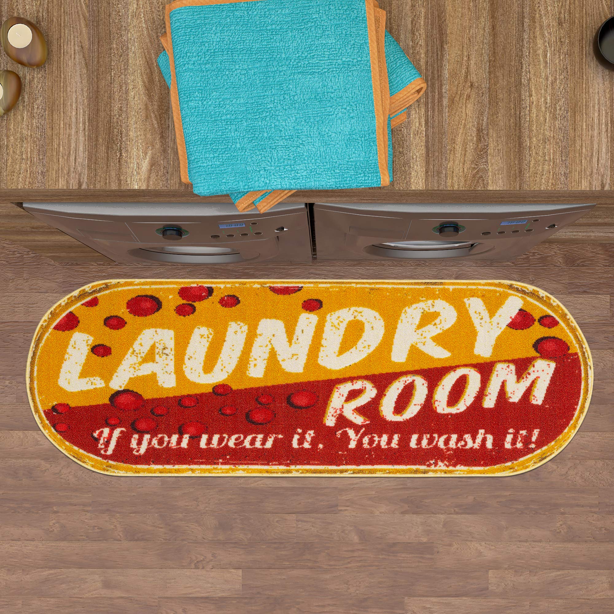 Non-Slip Machine Washable Bubbles Design Laundry Runner Rug 20