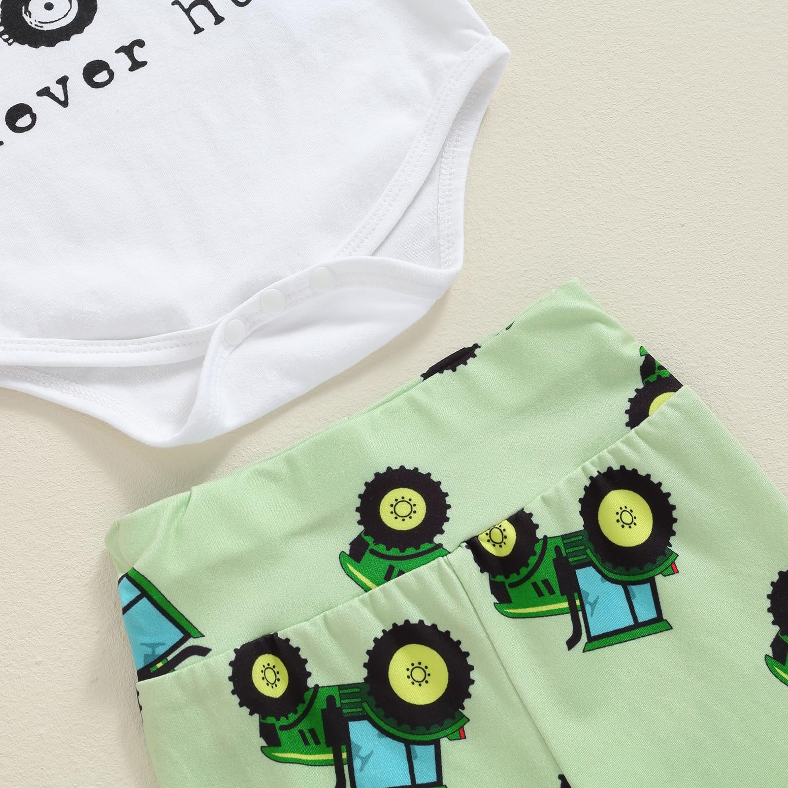 Newborn Baby Boy Tractor Outfit - 100% Cotton Farm-Themed Bodysuit with Funny Letter Print + Truck Leggings & Hat Set - Perfect for Baby Shower, Coming Home, Photo Shoots & Farm-Themed Parties