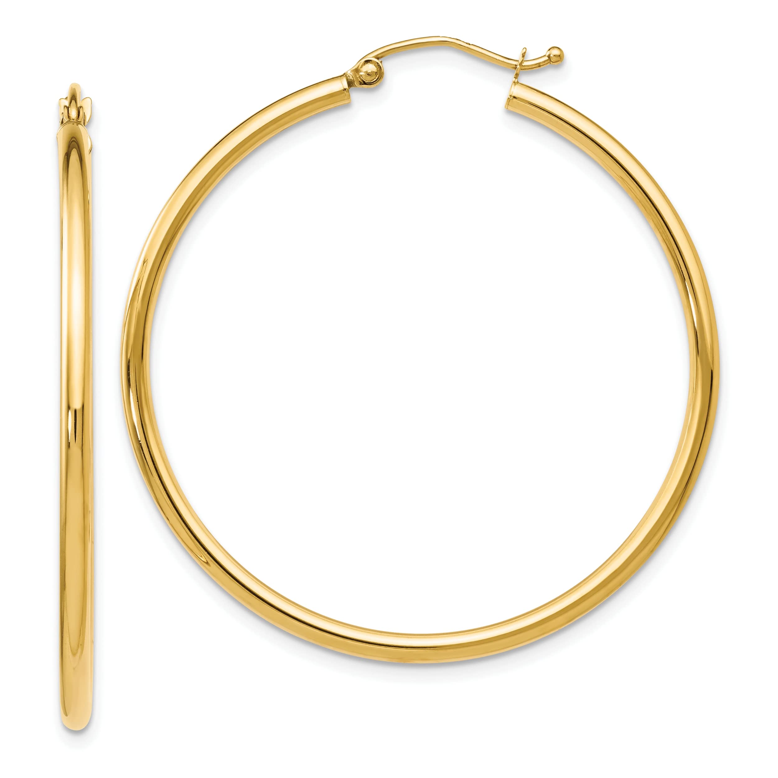 14K Yellow Gold Polished Hoop Earrings for Women - Classic Round Circle Huggie Earrings - Perfect for Everyday Wear, Parties & Gifts