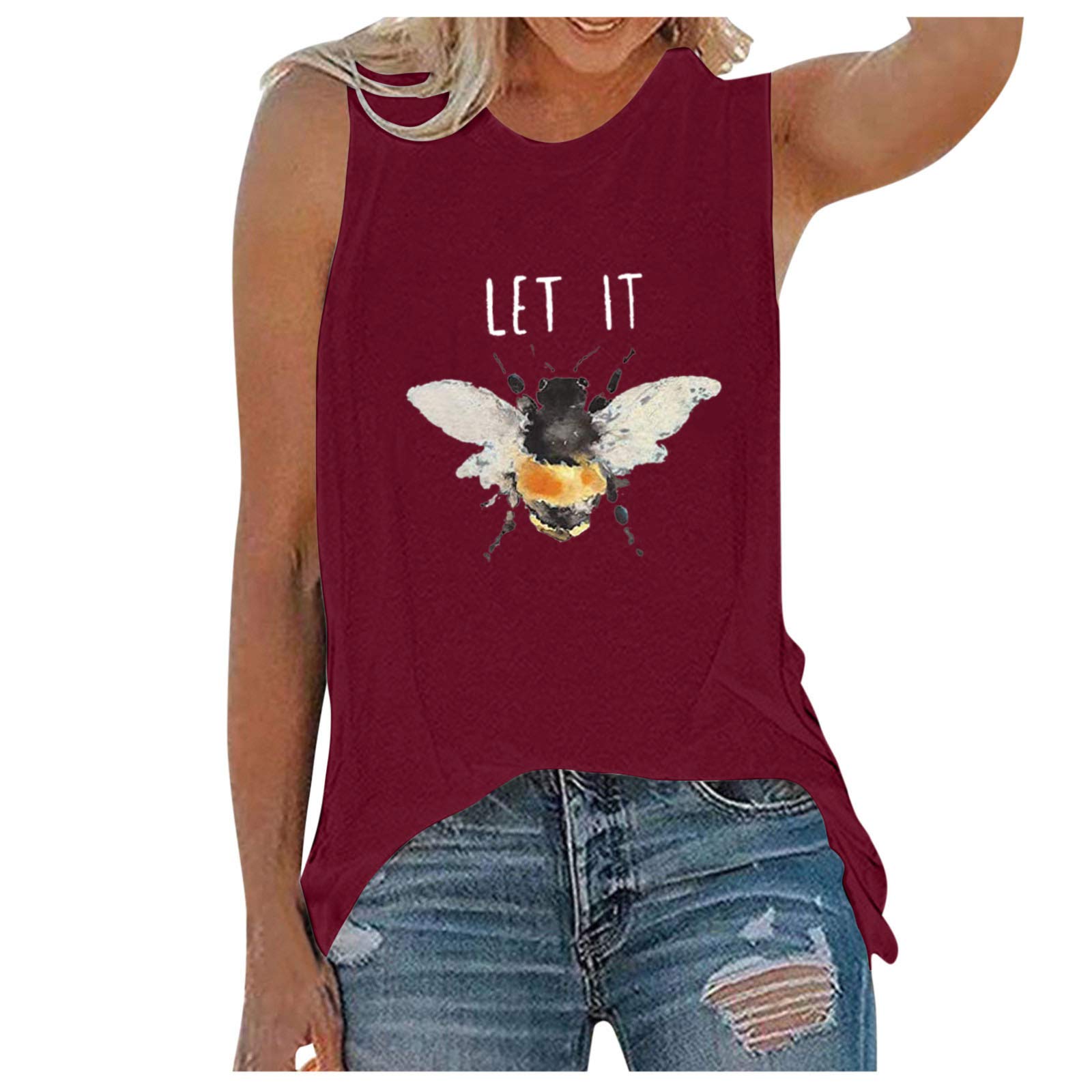 Women's Sleeveless V-Neck Sunflower Print Casual Tank Top - Summer Blouse Shirt for Women | Perfect for Beach Outings, Picnics, and Everyday Wear