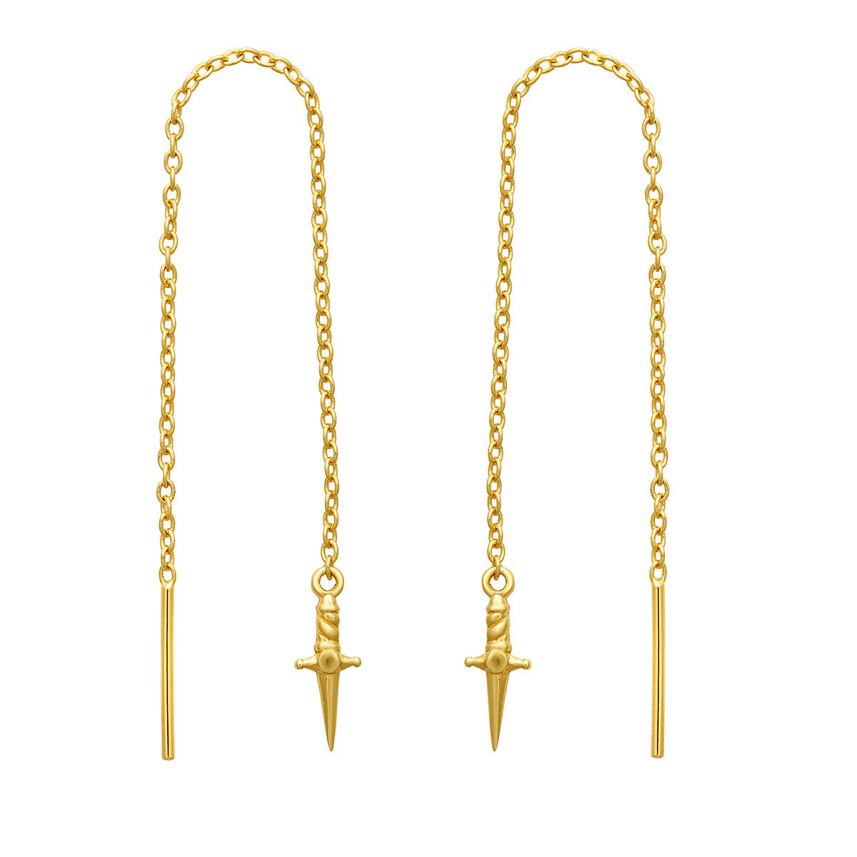 Cosmic Dagger Gold Thread Earrings - Hypoallergenic Cartilage Hoops for Women - Perfect for Parties, Date Nights & Everyday Wear