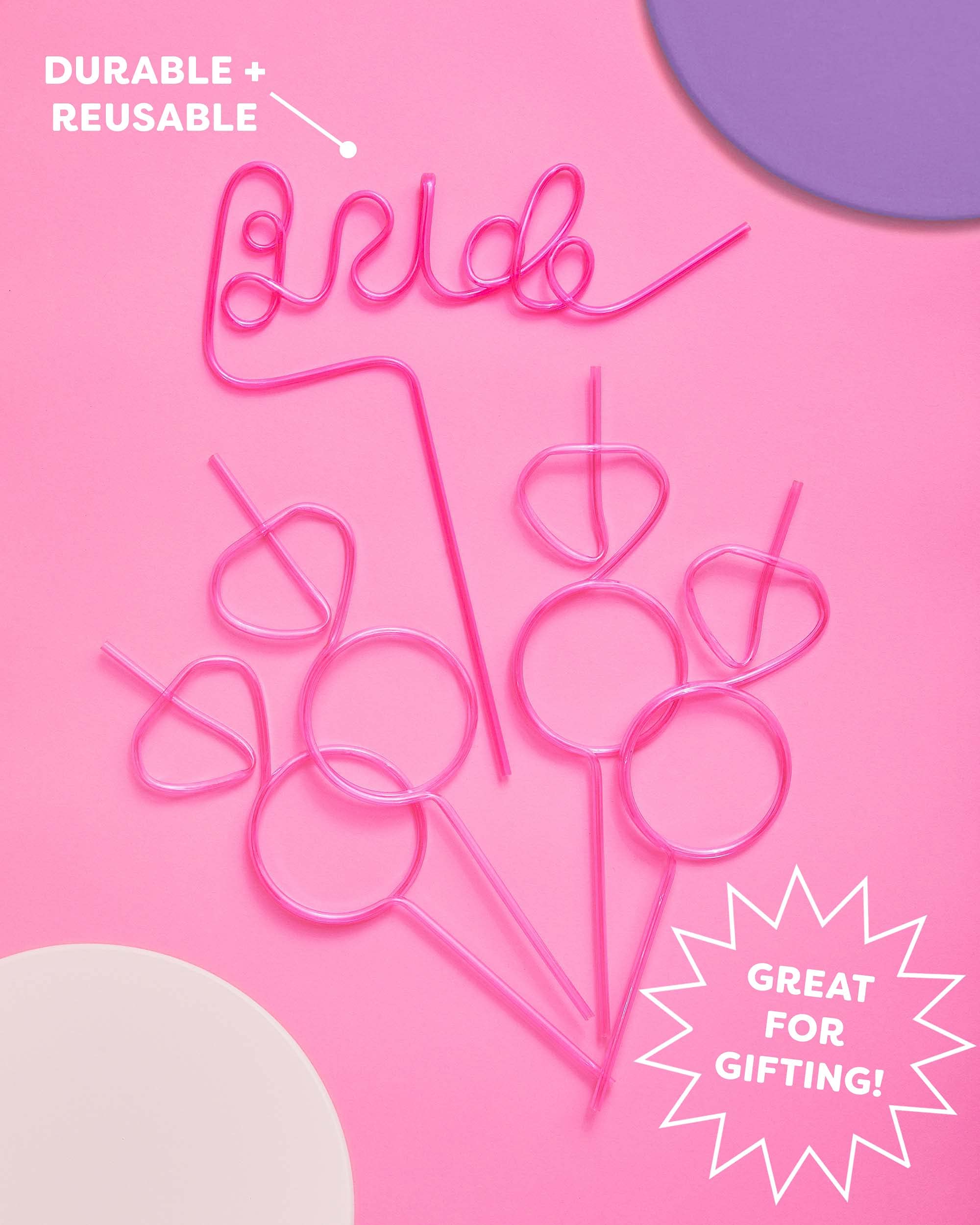Fetti Bachelorette Party XL Pink Bride & Diamond Ring Straw Set - 8 Piece Bridal Shower Decorations | Bachelorette Party Supplies | Perfect for Bride-to-Be Gifts & Wedding Celebrations