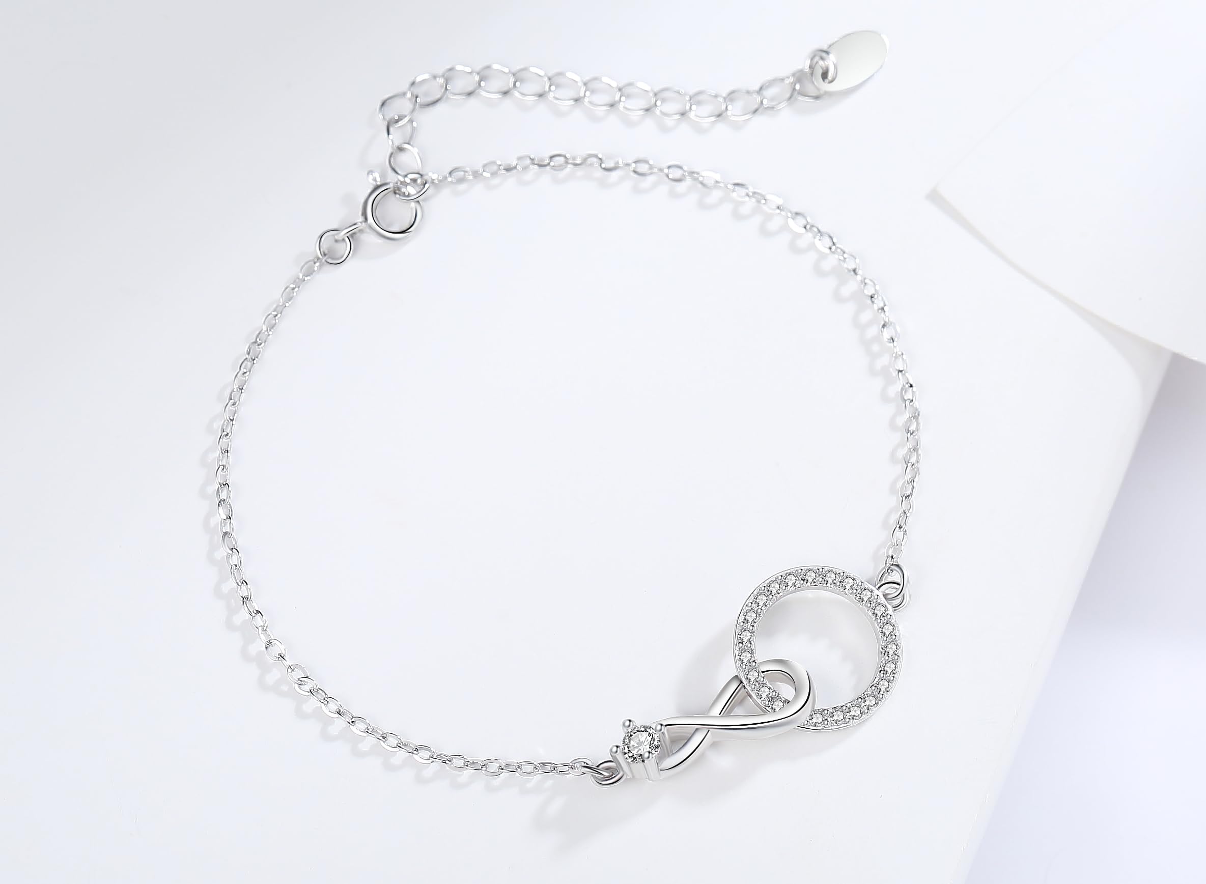 925 Sterling Silver Infinity CZ Circle Bracelet for Mother & Son - Elegant Matching Jewelry Gift Set for Mom, Birthday & Mother's Day - Perfect for Special Occasions & Heartfelt Moments