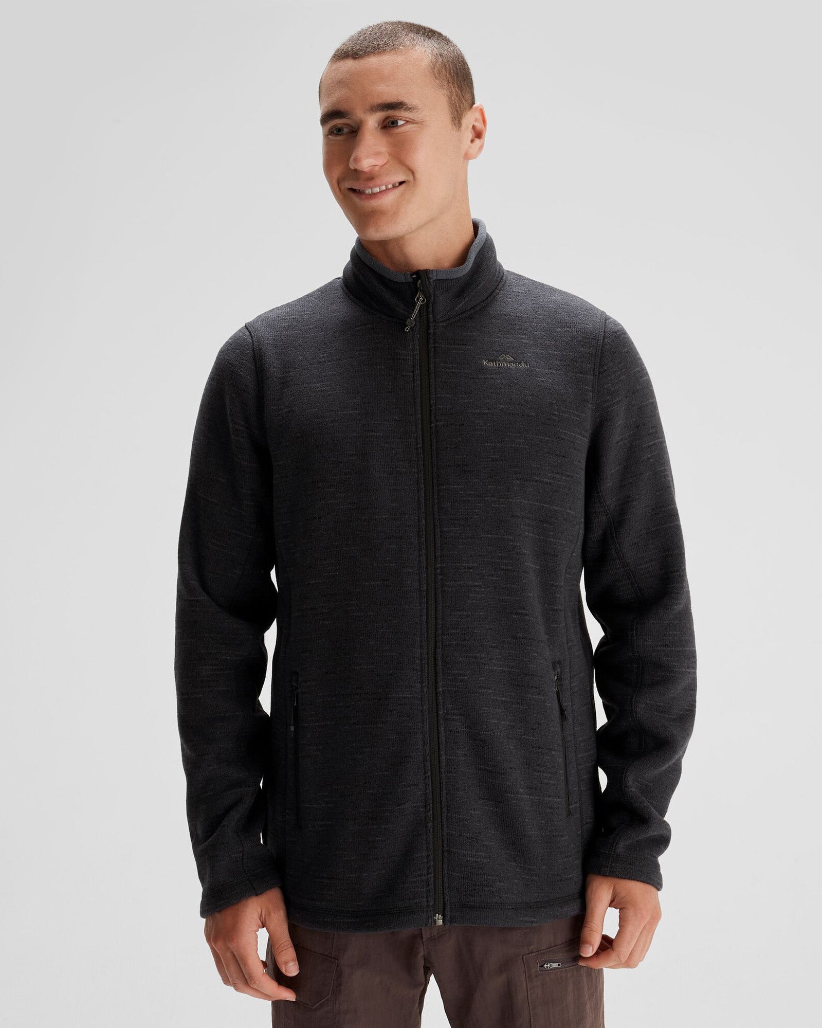Men's Aikman Fleece Jacket - Soft Warm Winter Coat for Outdoor Activities | Black Marle Color | Perfect for Hiking, Camping & Casual Wear